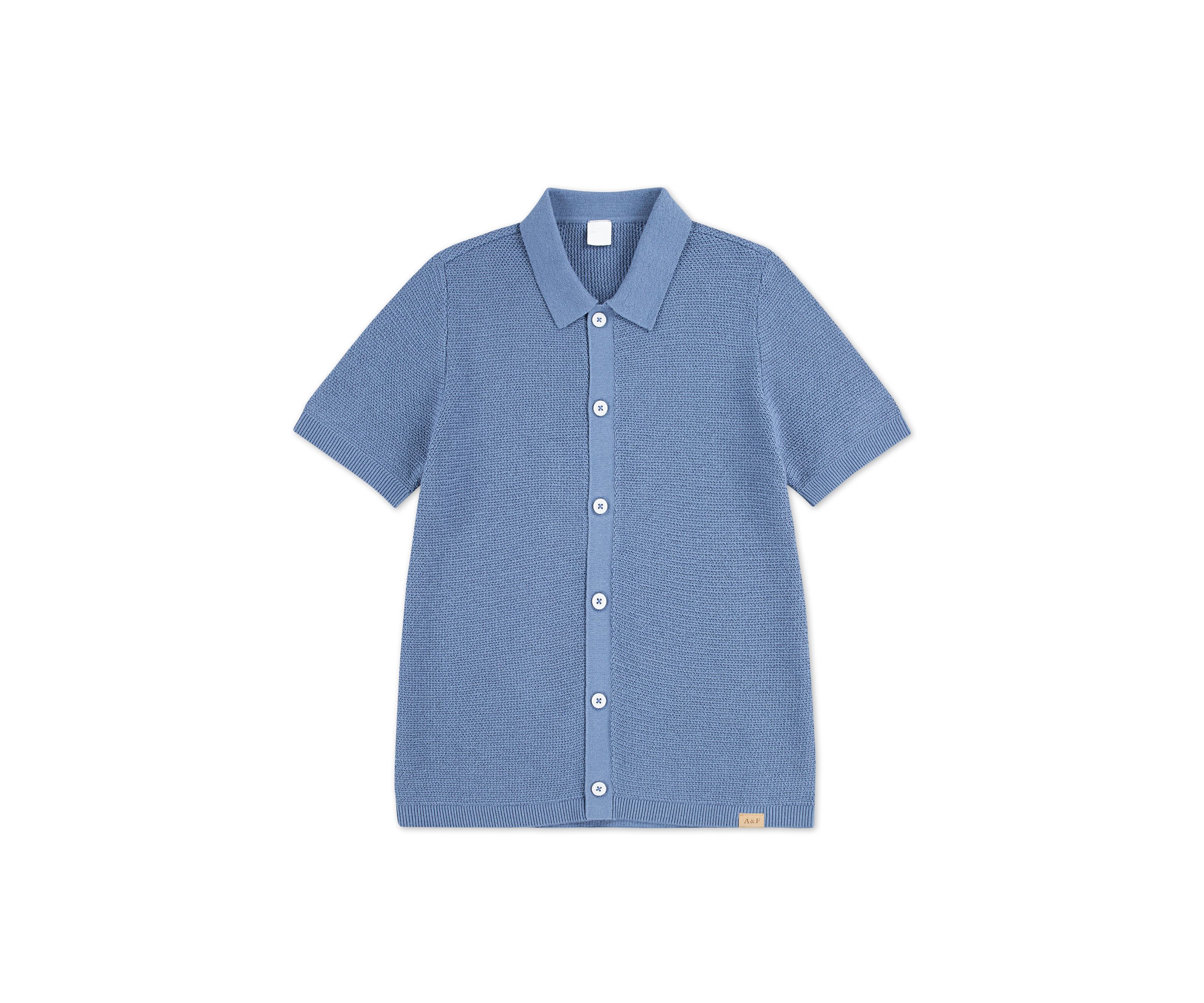 cotton short sleeve textured knit shirt