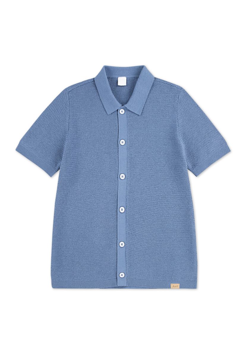 cotton short sleeve textured knit shirt