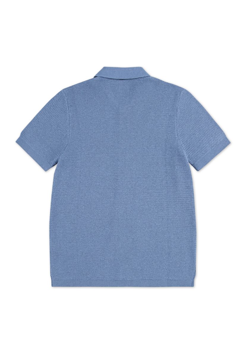 cotton short sleeve textured knit shirt