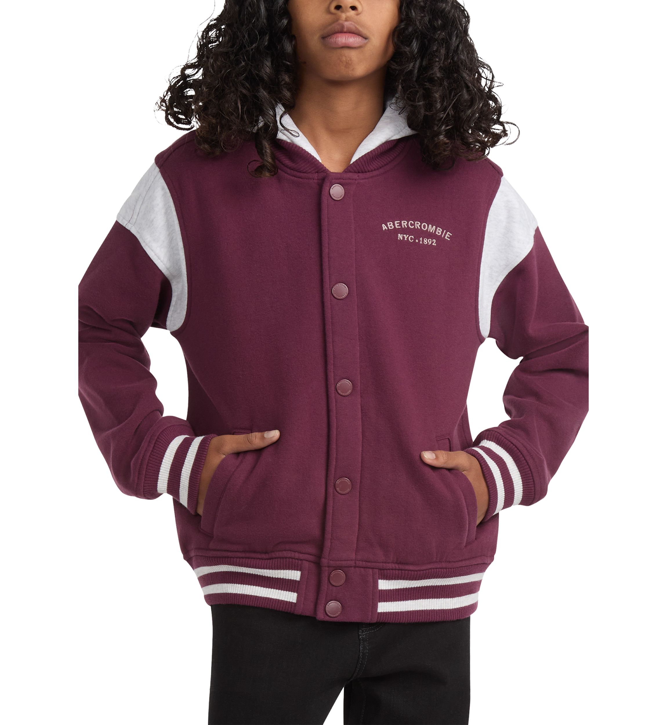 fleece hooded bomber jacket 