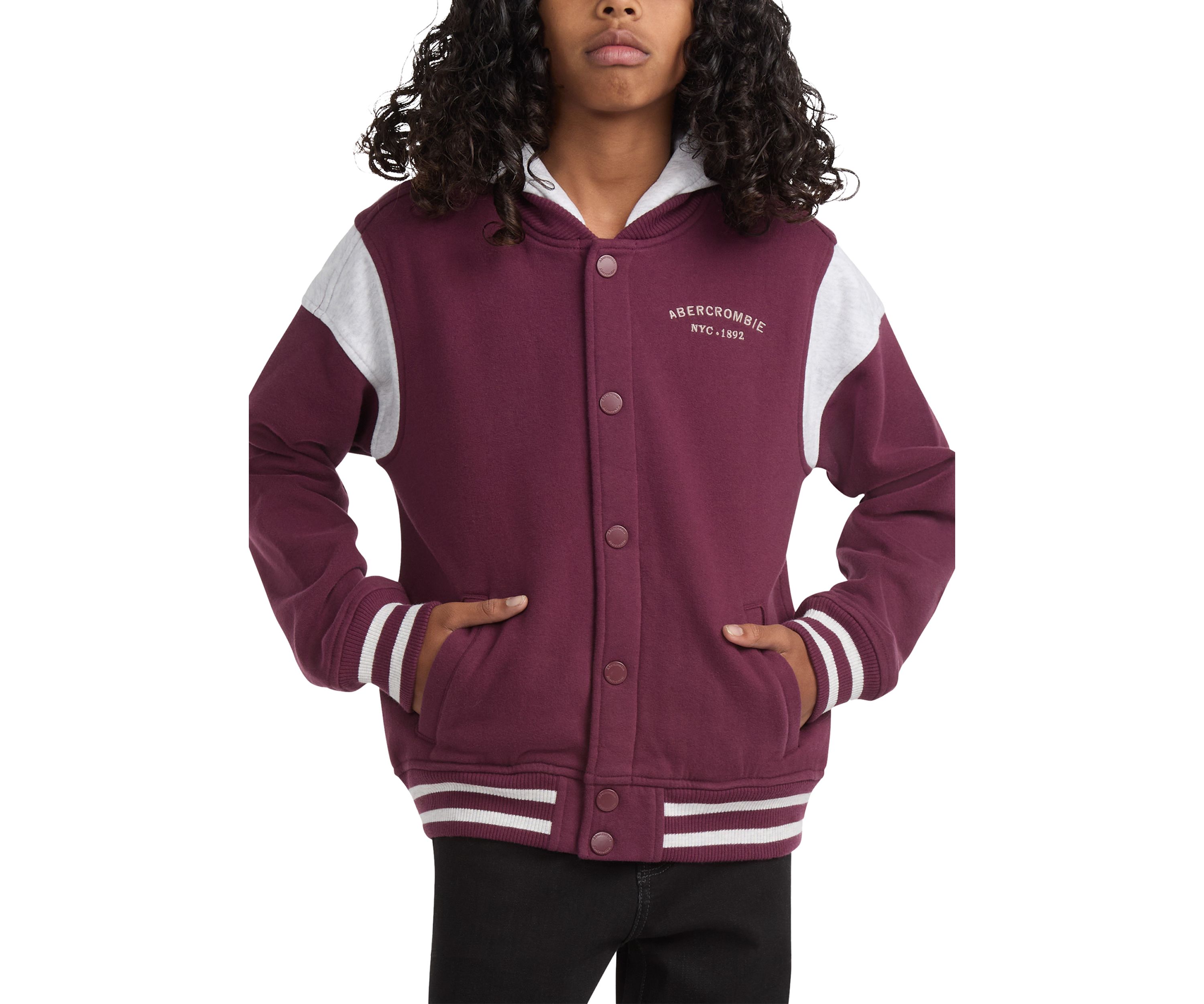 fleece hooded bomber jacket 