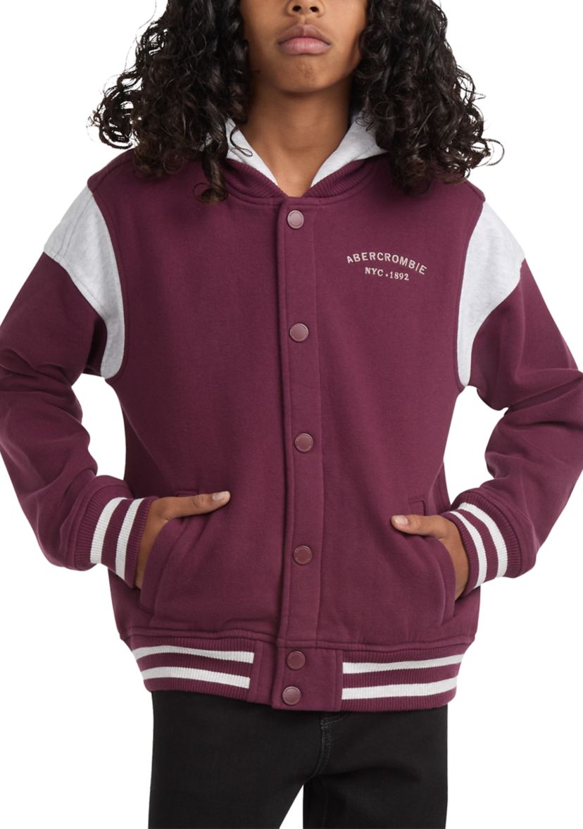 fleece hooded bomber jacket 