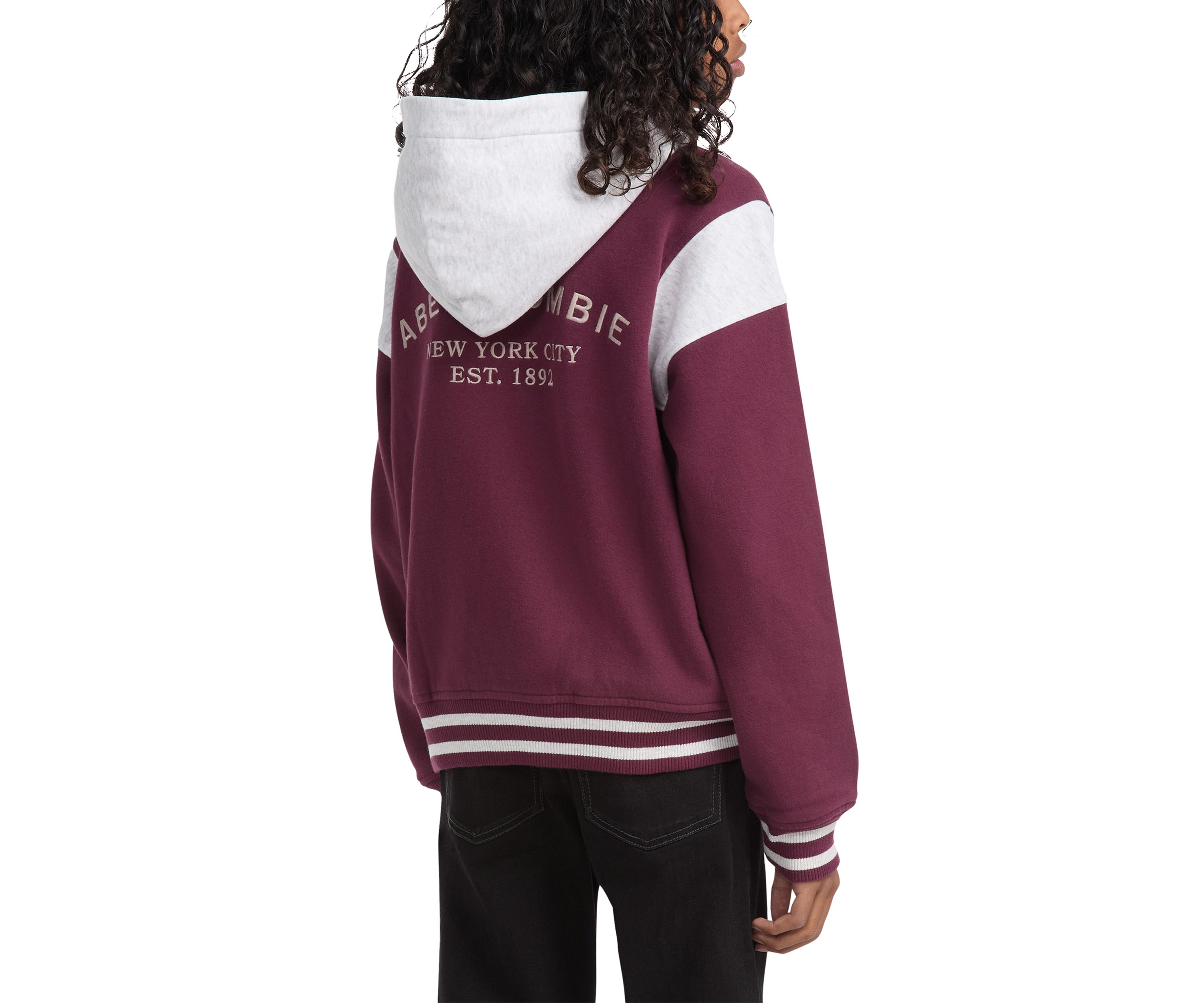 fleece hooded bomber jacket 