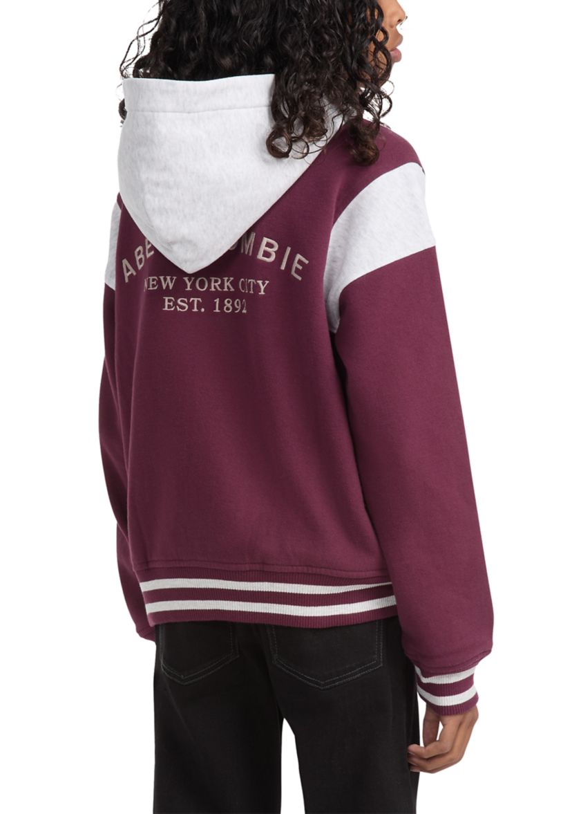 fleece hooded bomber jacket 