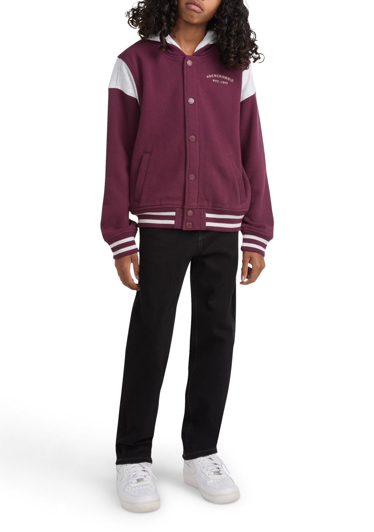 fleece hooded bomber jacket 