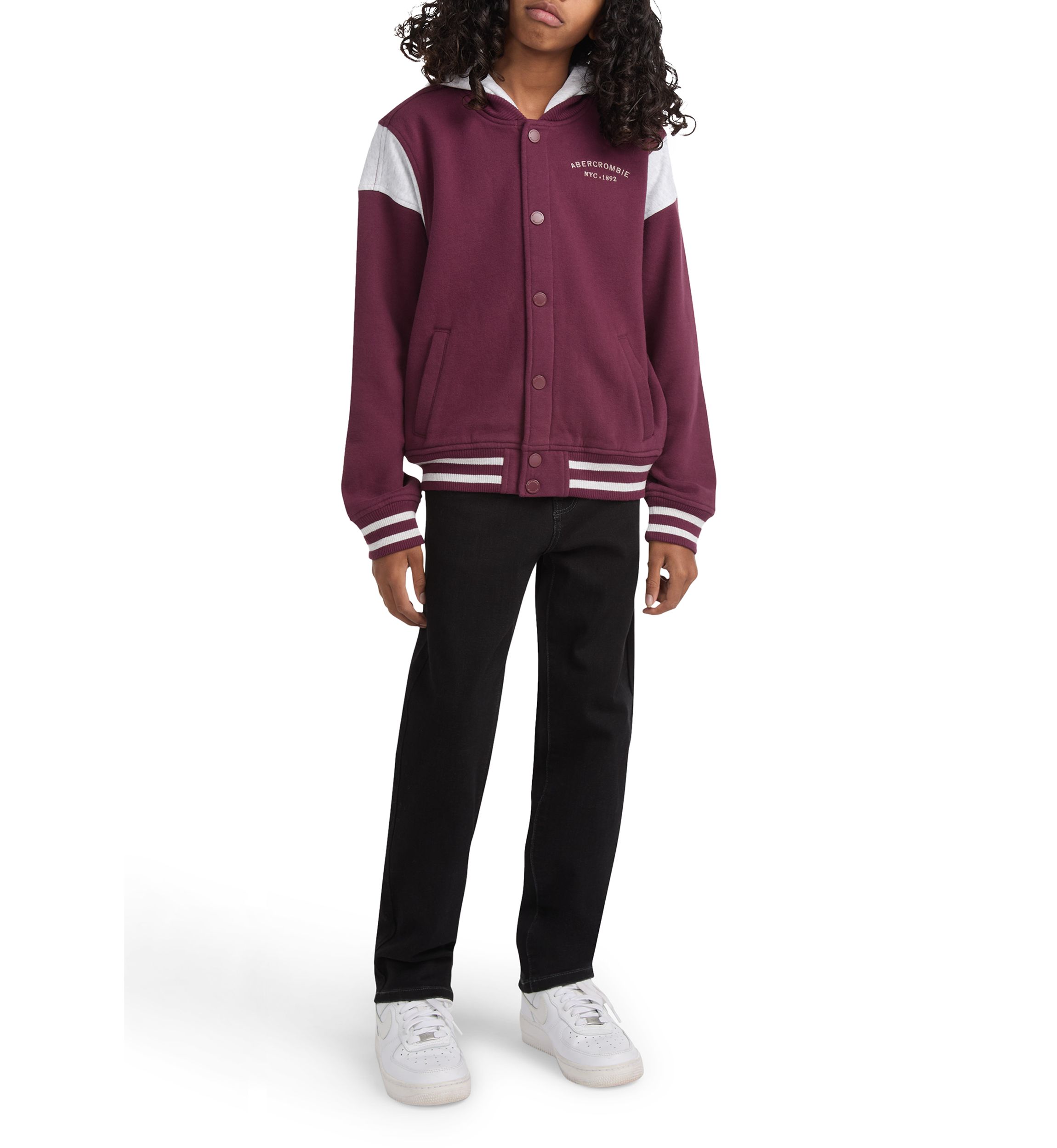 fleece hooded bomber jacket 