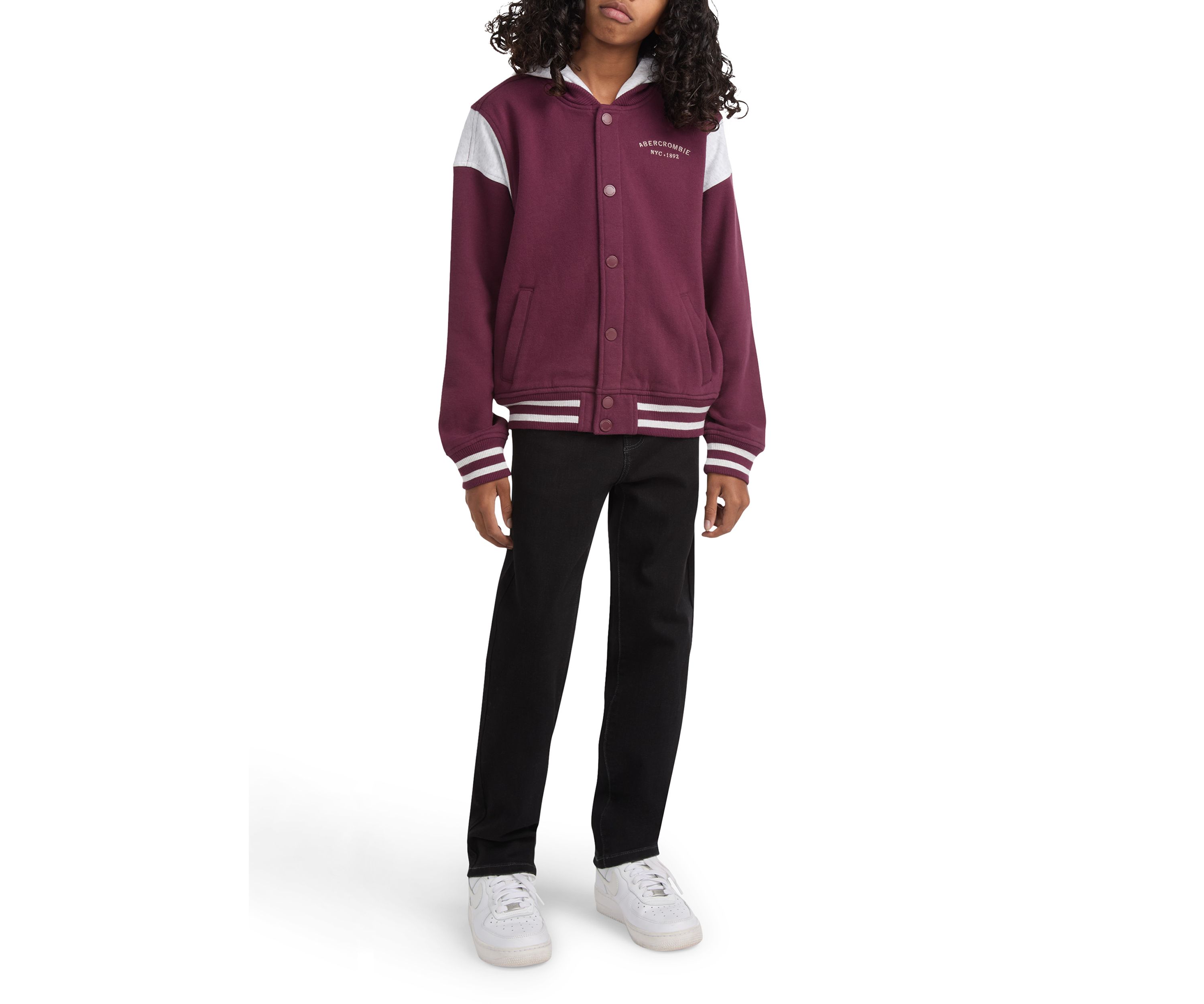 fleece hooded bomber jacket 