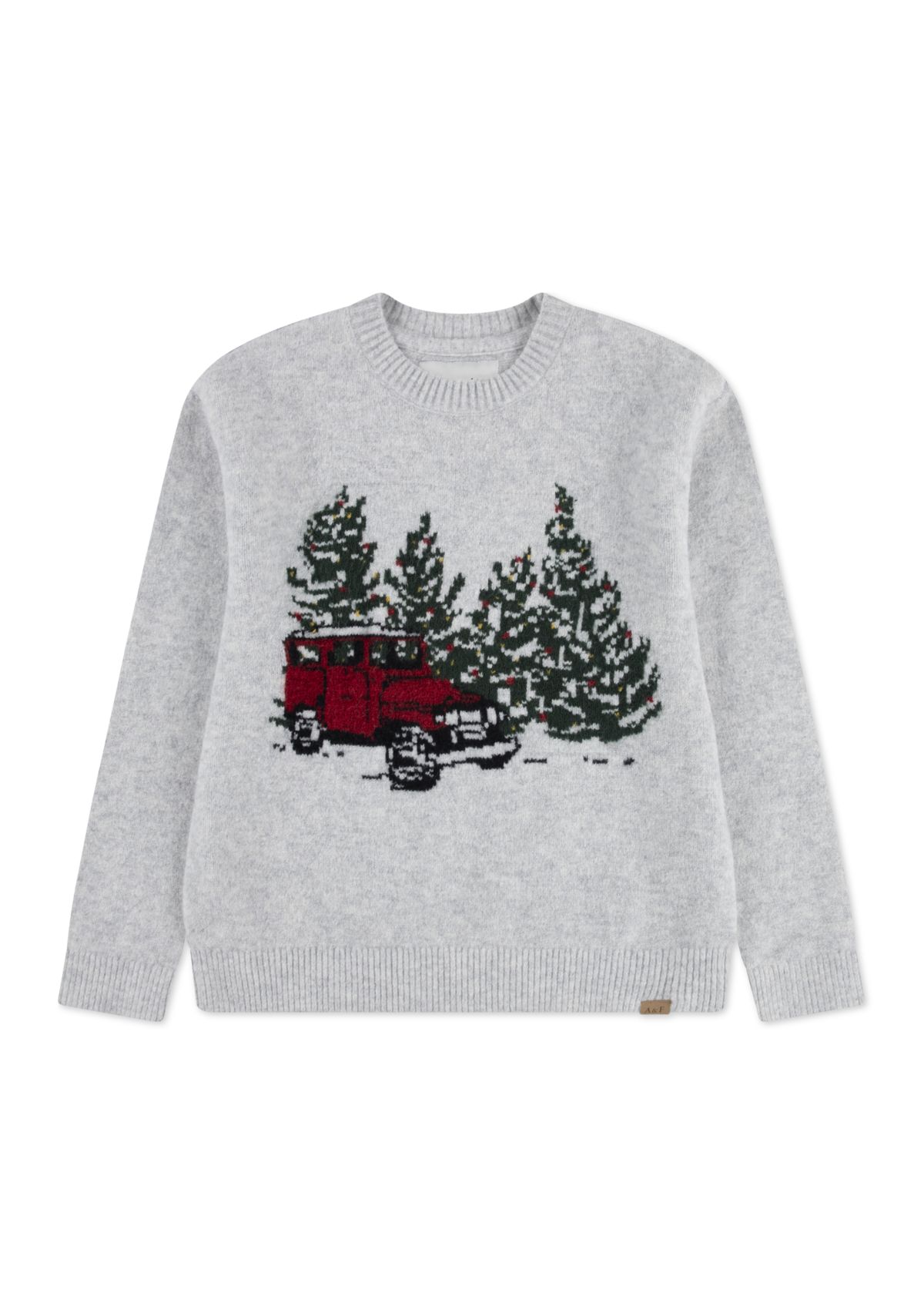 long sleeve truck crew intarsia sweater 
