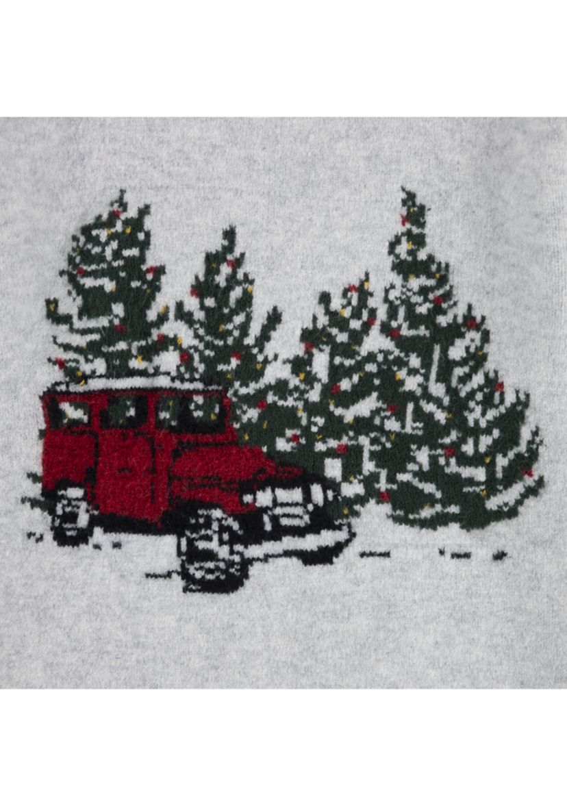 long sleeve truck crew intarsia sweater 