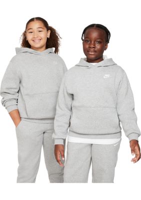 Nike Kids Unisex Big Kid Sportswear Club Fleece Hoodie, Grey, S Husky