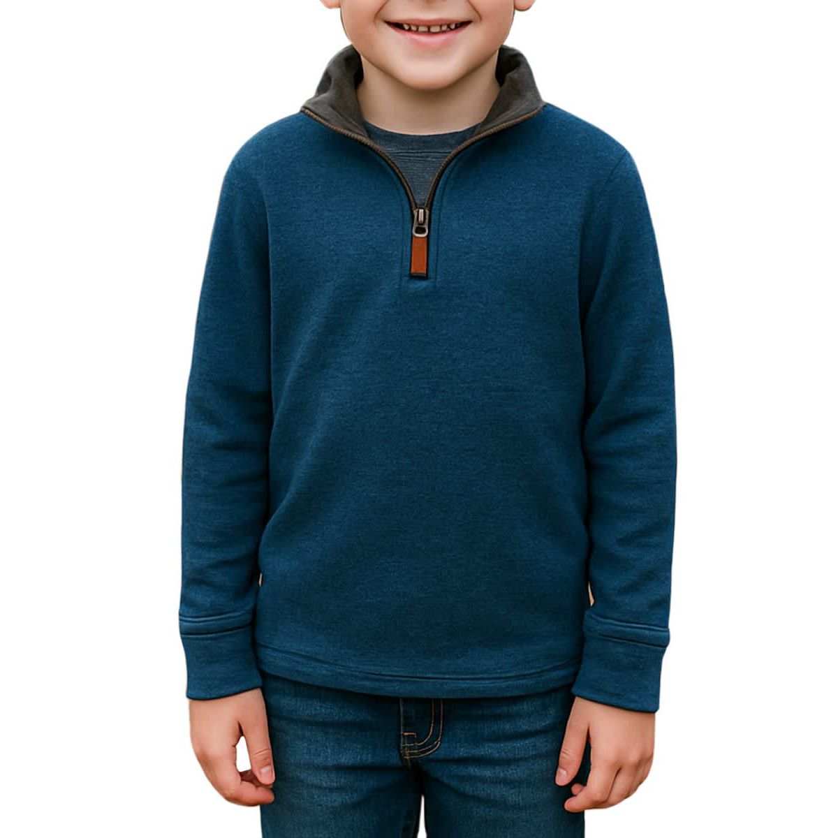 BOYS 1/4 ZIPPER COLLAR PULLOVER