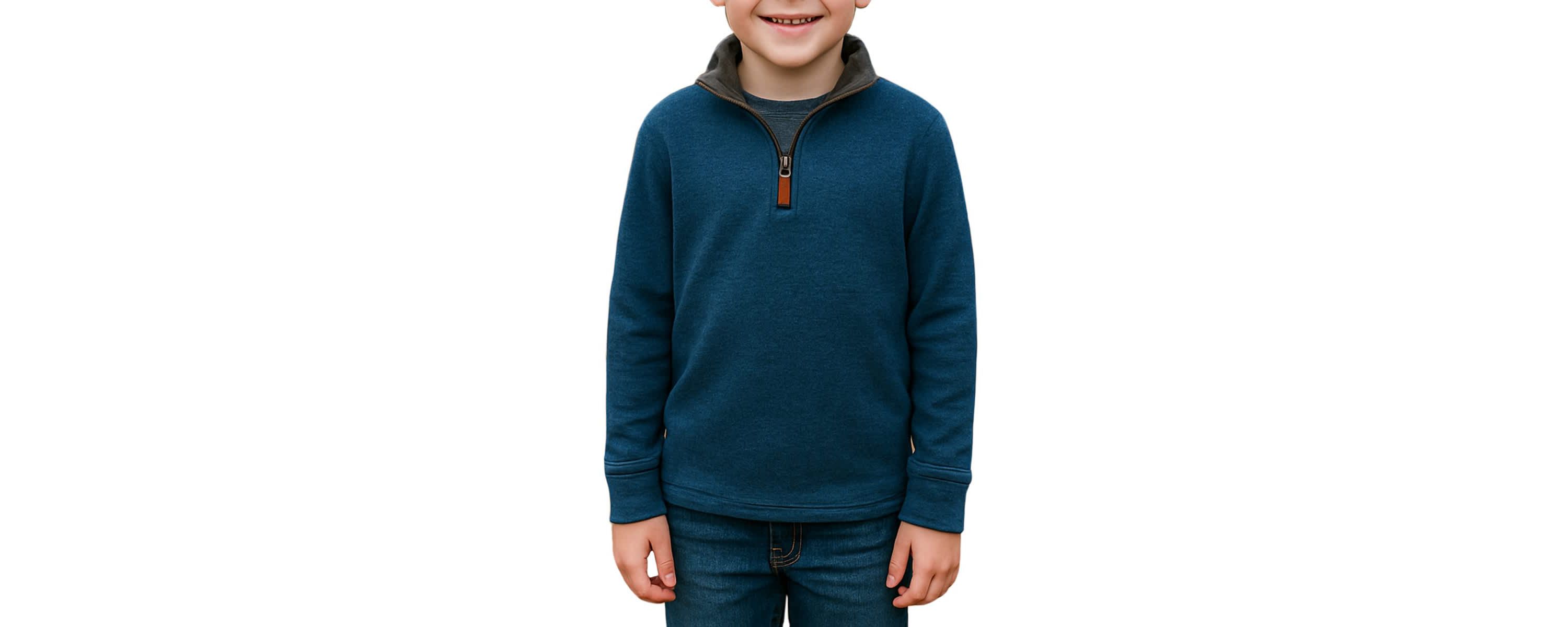 BOYS 1/4 ZIPPER COLLAR PULLOVER