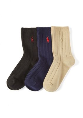 polo ralph lauren men's 3-pk. soft touch rib dress socks Polo Ralph Lauren Men's Soft Touch Ribbed Heel Toe 3 Pack Socks Size 10-13