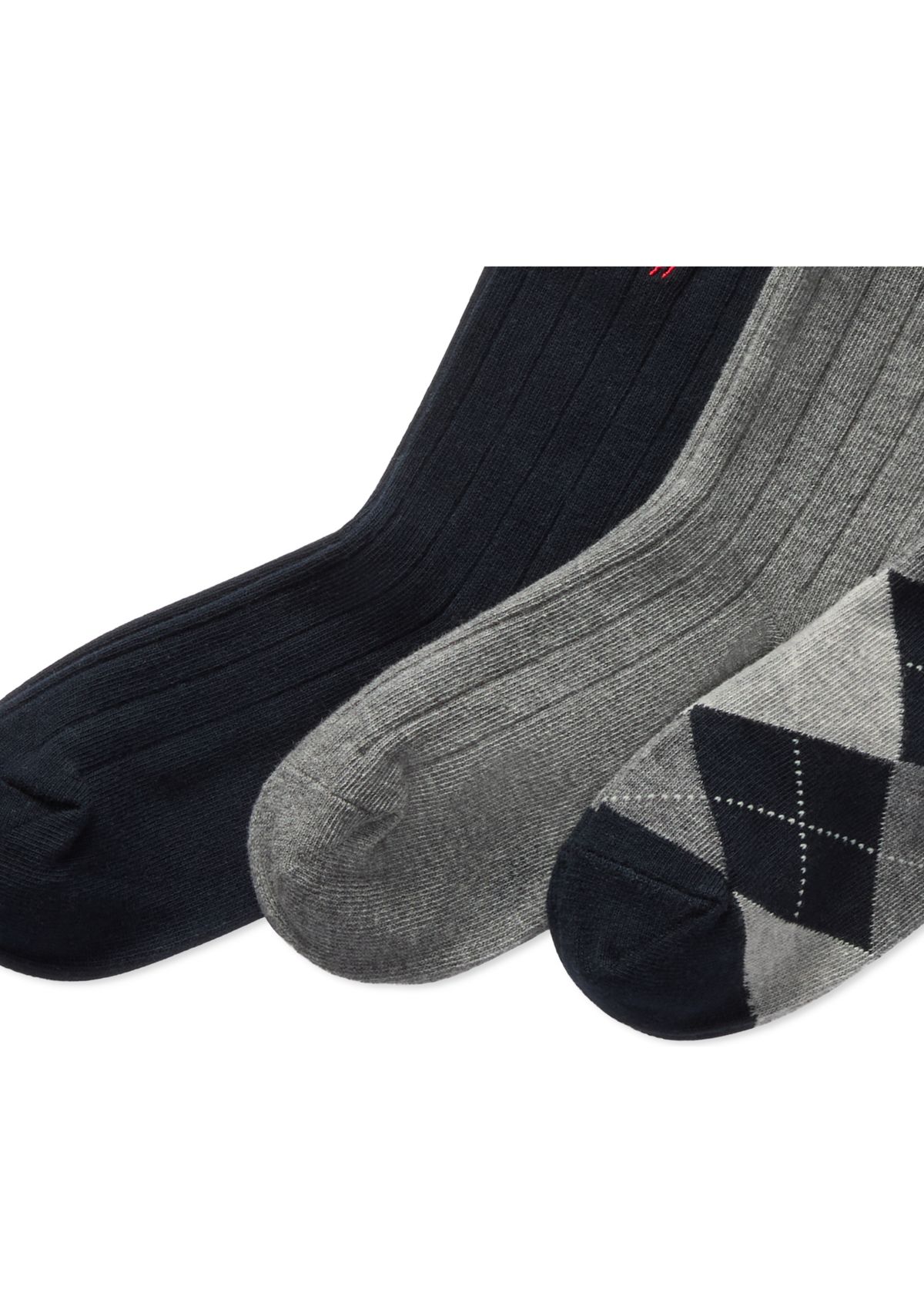 Boys Argyle Ribbed Socks - 3 Pack