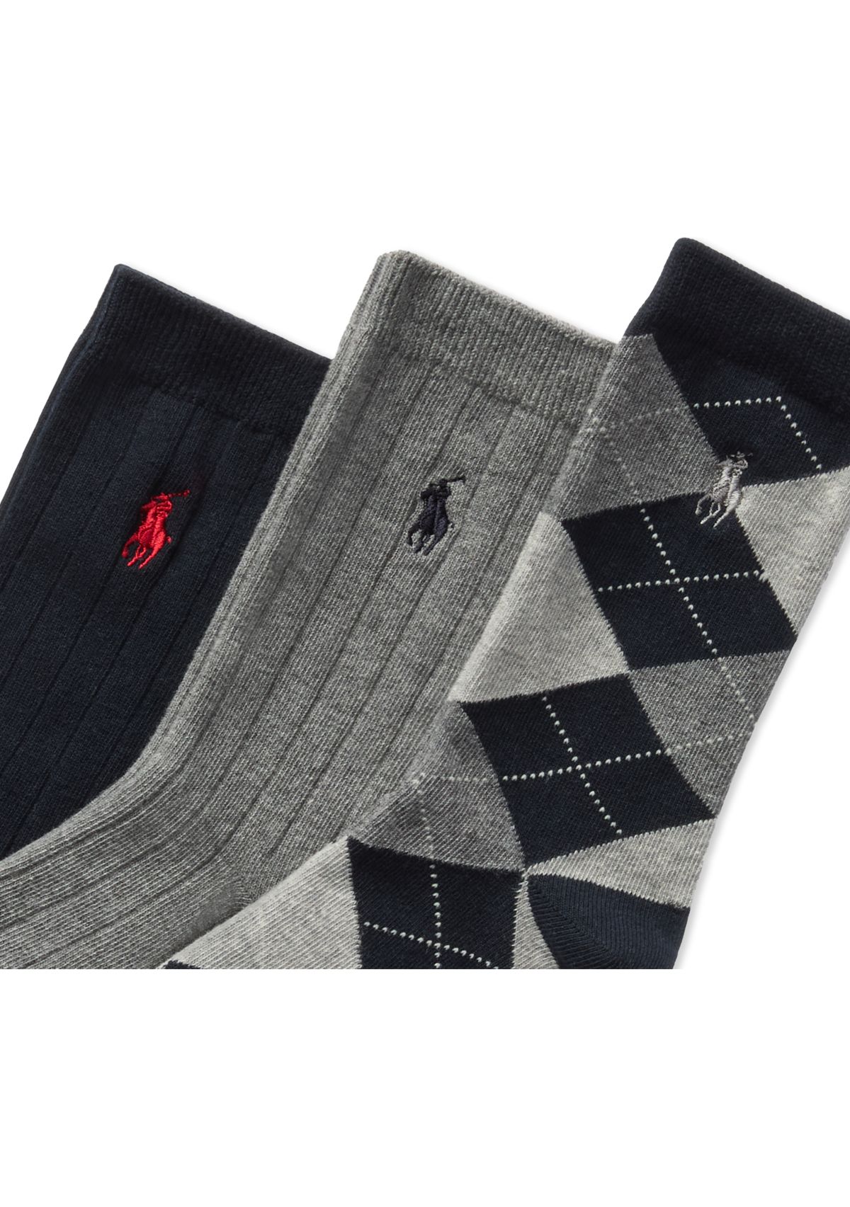 Boys Argyle Ribbed Socks - 3 Pack