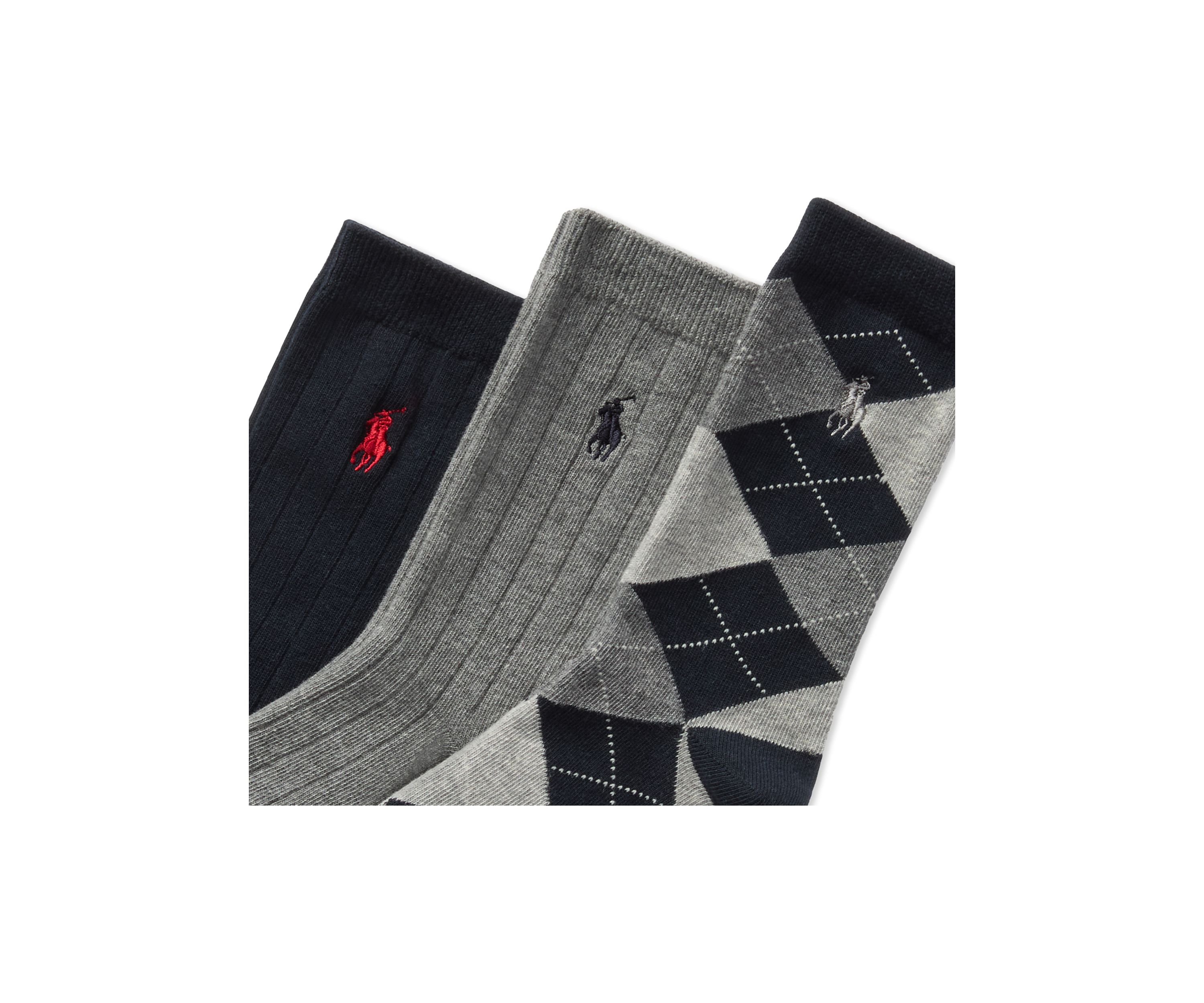Boys Argyle Ribbed Socks - 3 Pack