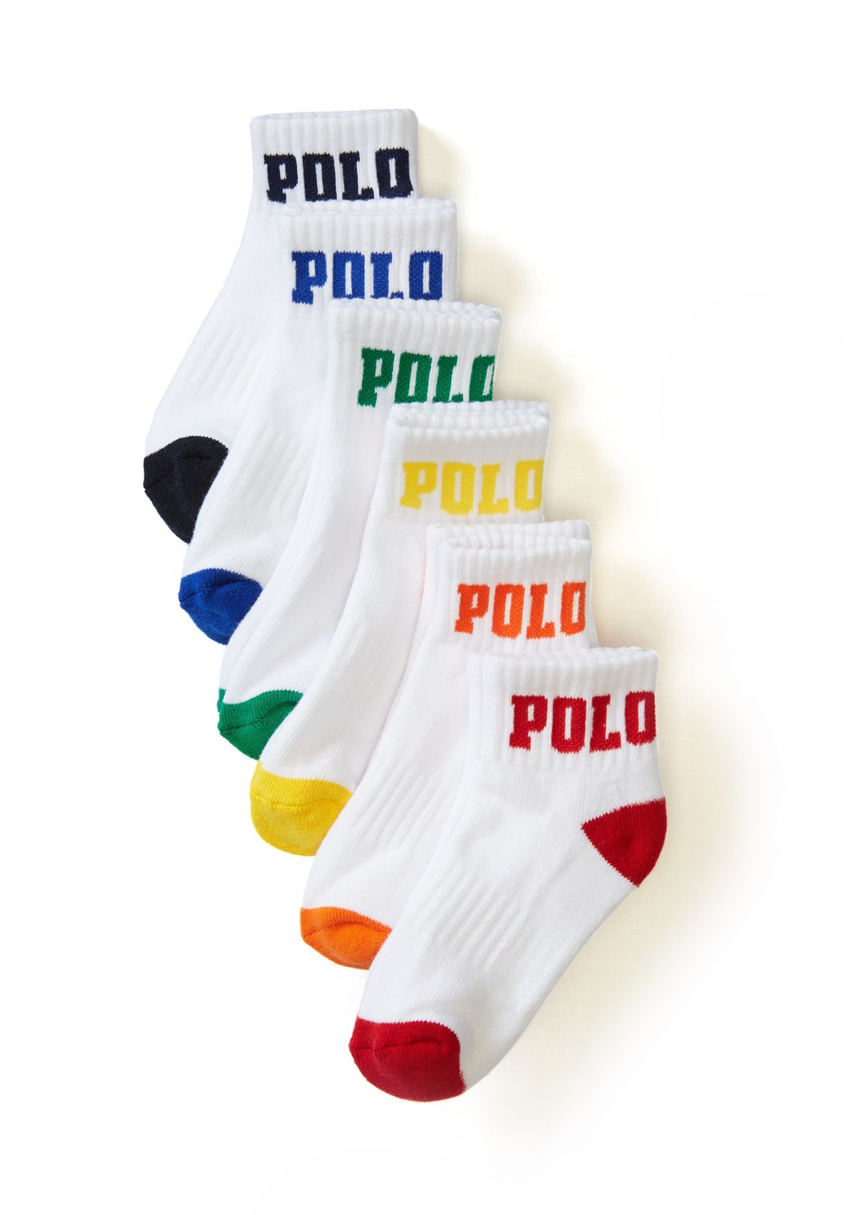 Polo Logo Solid Quarter Socks - 6 Pack