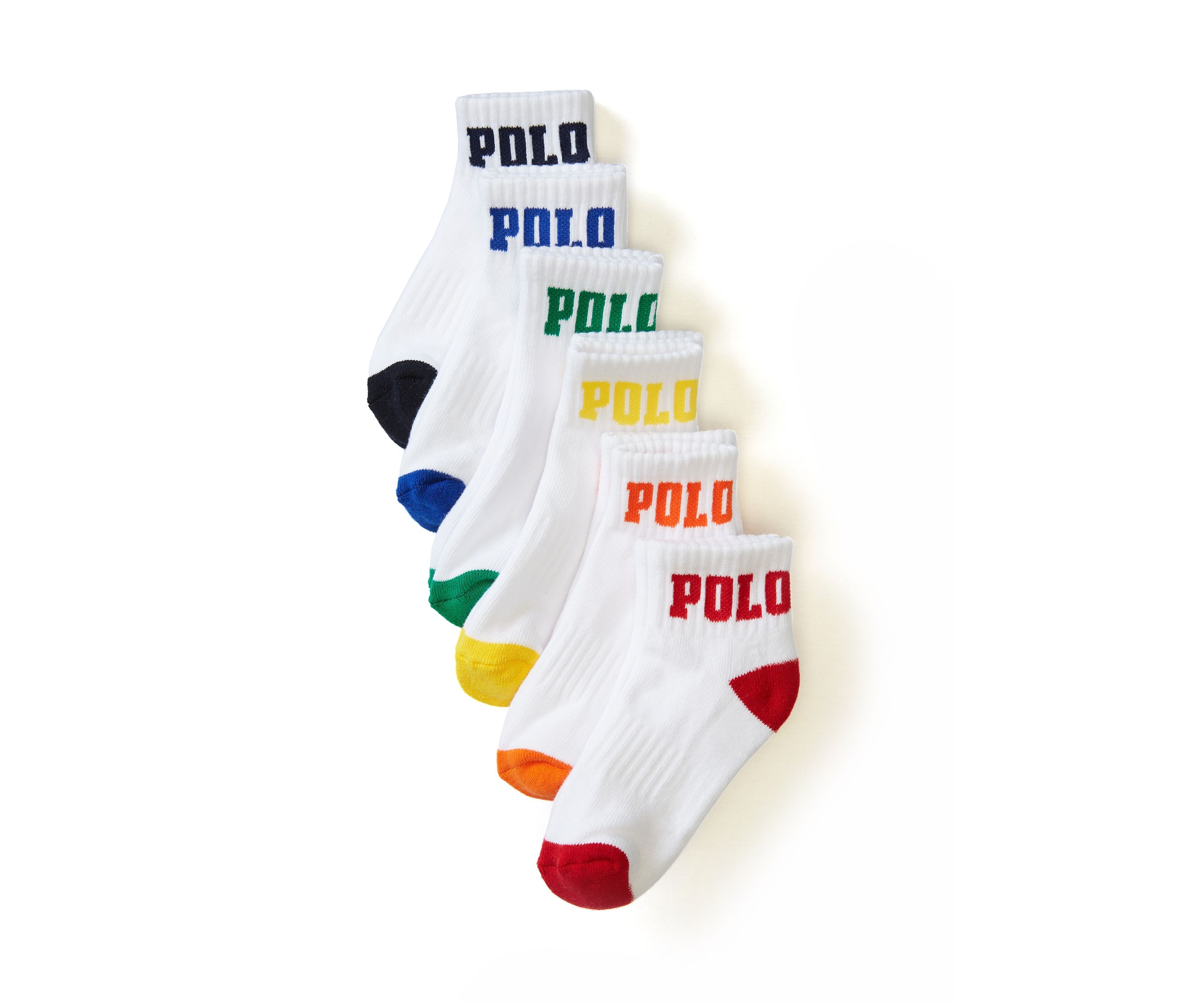 Polo Logo Solid Quarter Socks - 6 Pack