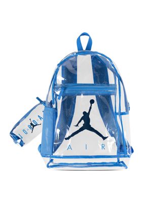 Jordan Kids Clear Air Backpack with Pencil Holder, Blue, Large