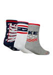Boys 4-7 3-Pack of Americana Crew Socks 