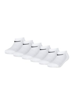 Nike Boys 6-Pack Mesh Cushion No-Show Socks, White, 5-7