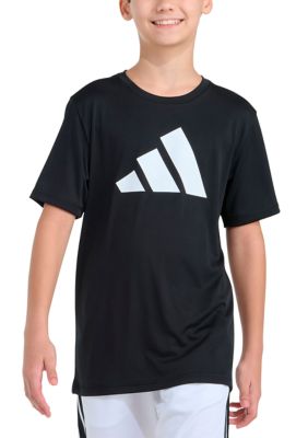 adidas Boys 8-20 Short Sleeve Essential Poly Tee, Black, Medium
