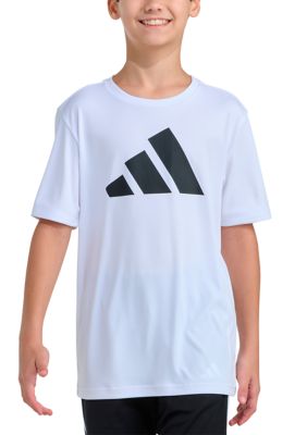 adidas Boys 8-20 Short Sleeve Essential Poly Tee, White, XL