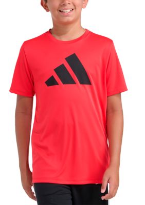 adidas Boys 8-20 Short Sleeve Essential Poly Tee, Red, XL