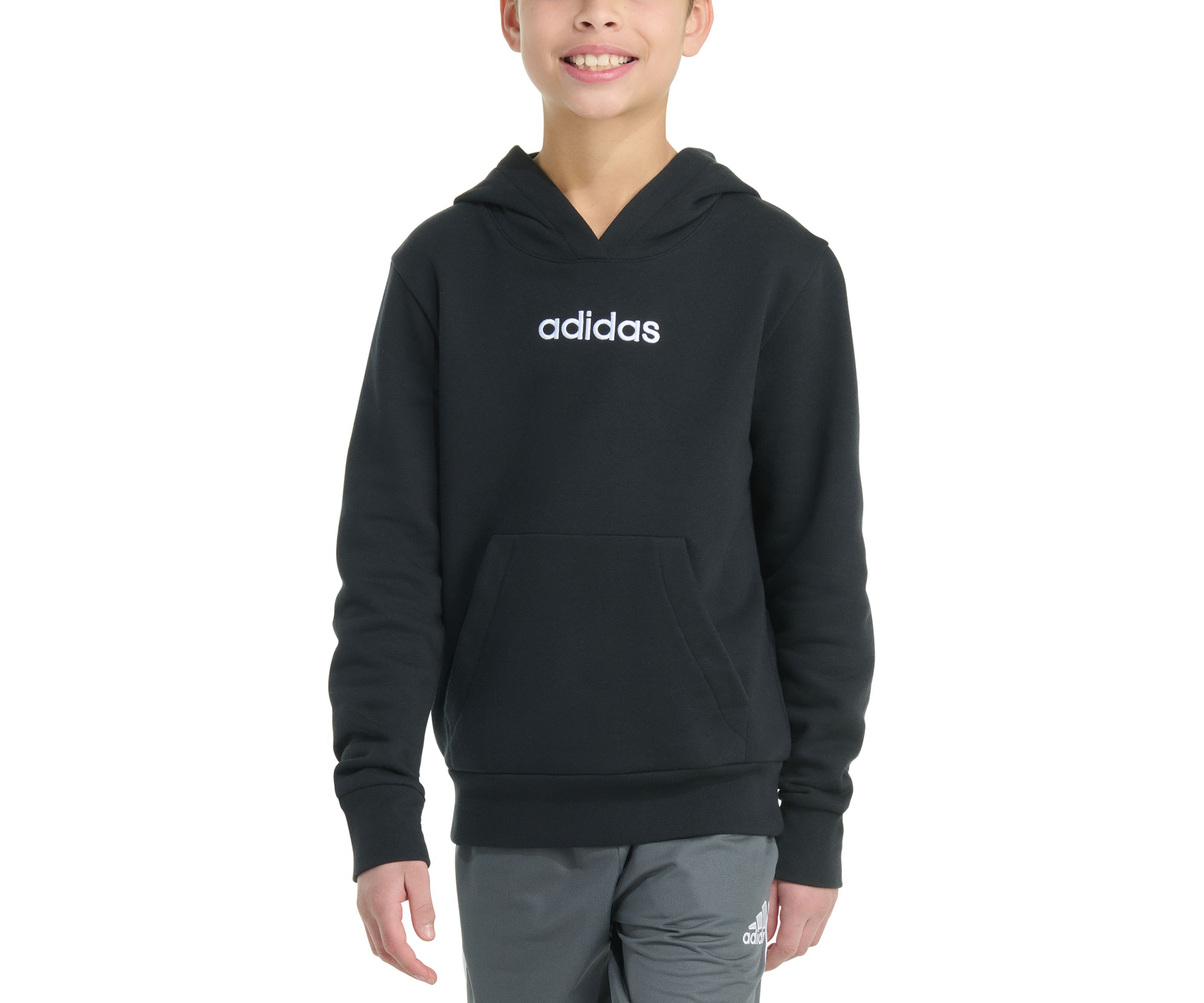 Boys 8-20 Long Sleeve Essential Linear Embroidered Fleece Pullover Hoodie - Extended Size