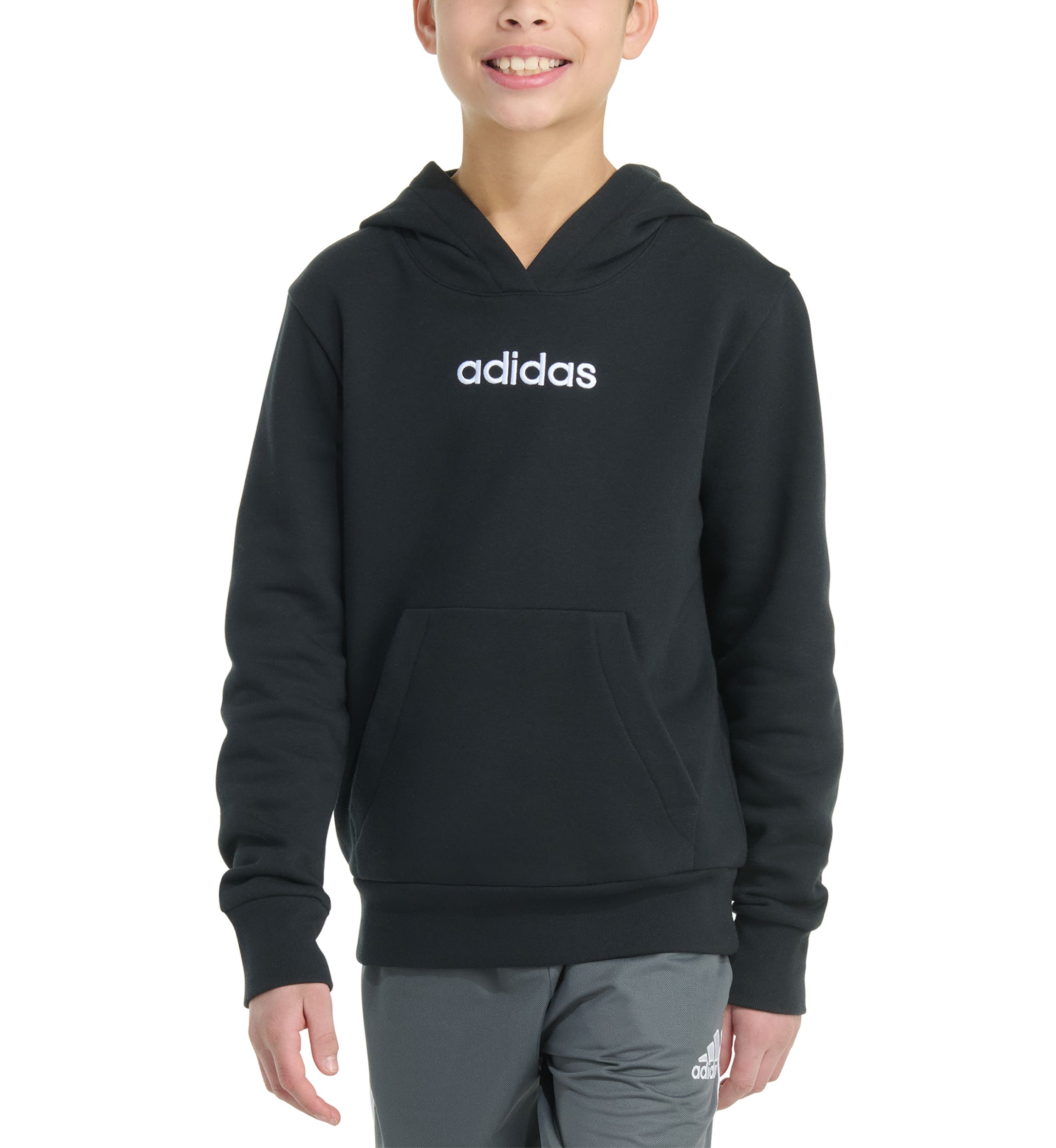 Boys 8-20 Long Sleeve Essential Linear Embroidered Fleece Pullover Hoodie