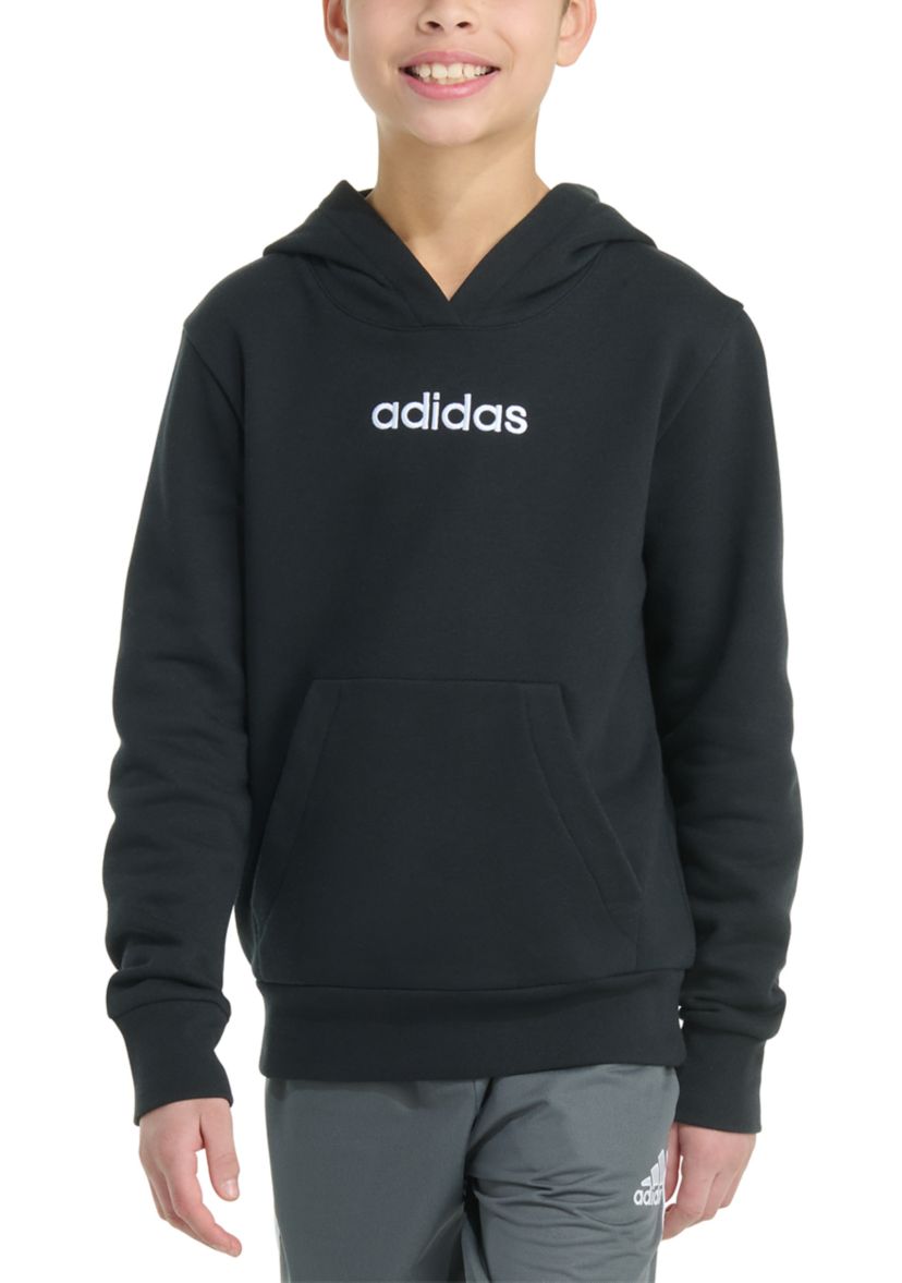 Boys 8-20 Long Sleeve Essential Linear Embroidered Fleece Pullover Hoodie