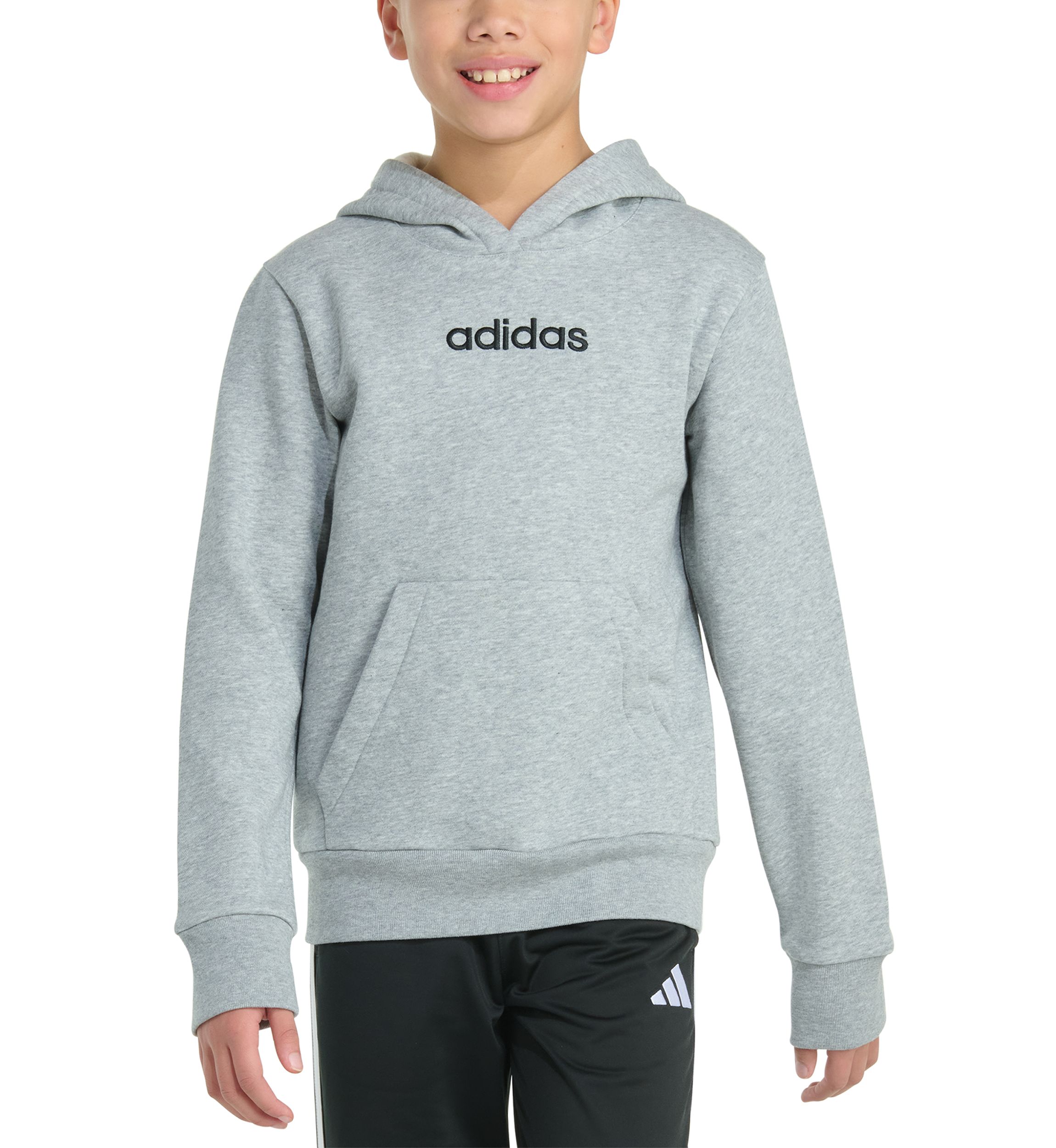 Boys 8-20 Long Sleeve Essential Linear Embroidered Fleece Heather Pullover Hoodie