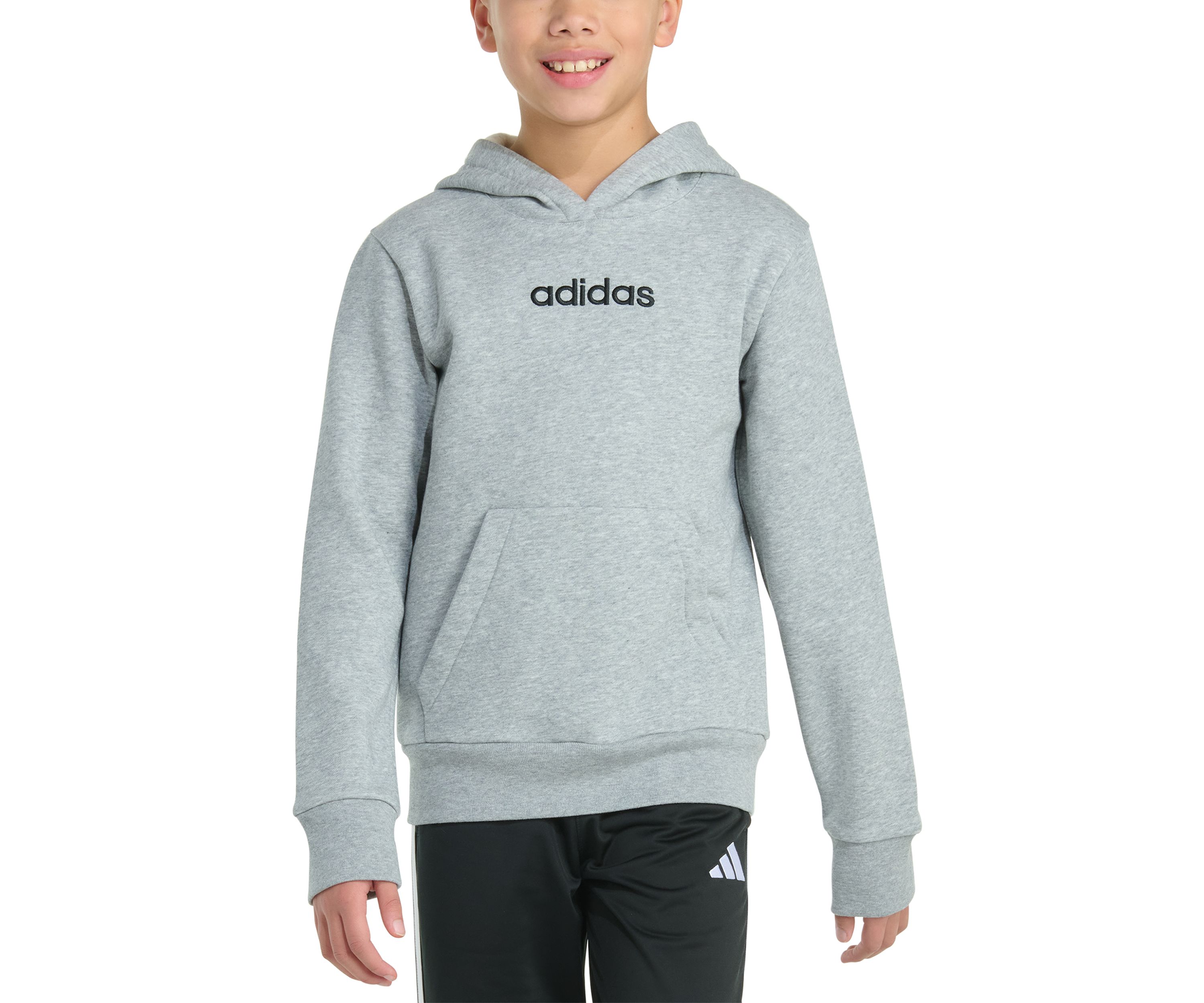 Boys 8-20 Long Sleeve Essential Linear Embroidered Fleece Heather Pullover Hoodie