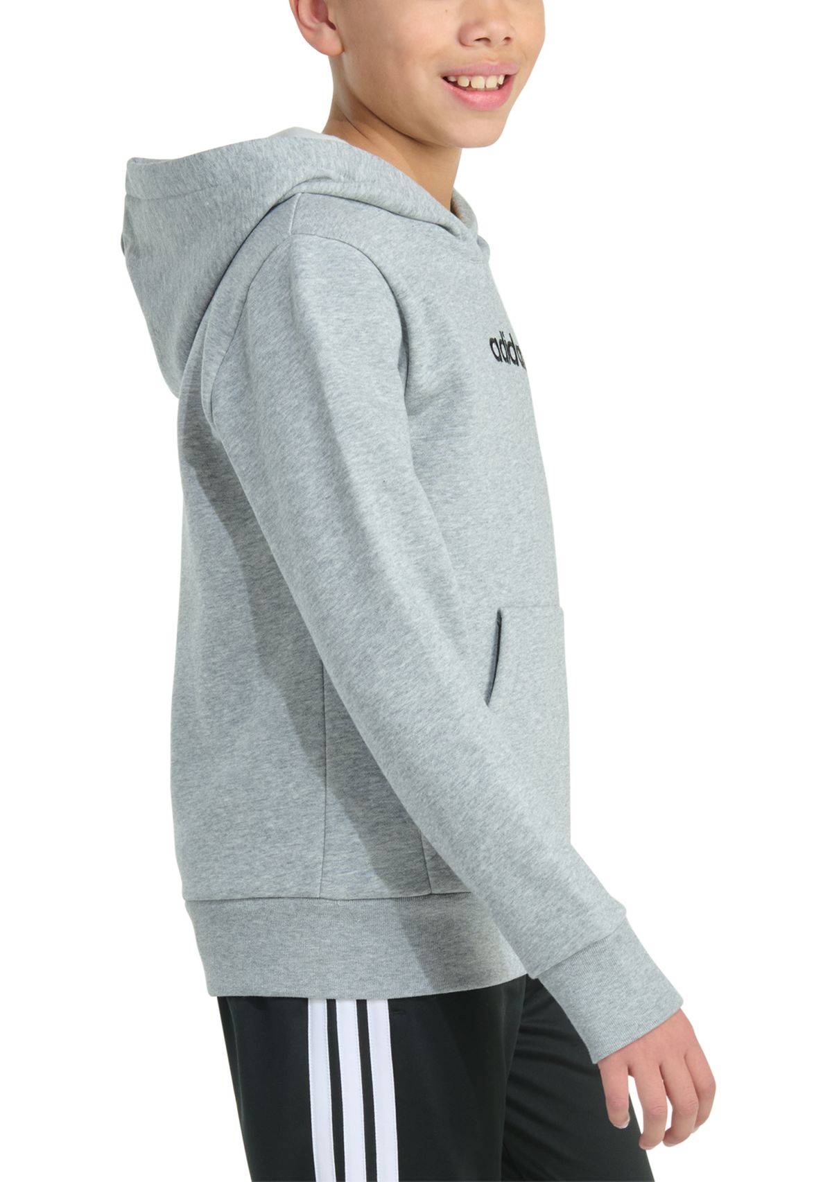 Boys 8-20 Long Sleeve Essential Linear Embroidered Fleece Heather Pullover Hoodie