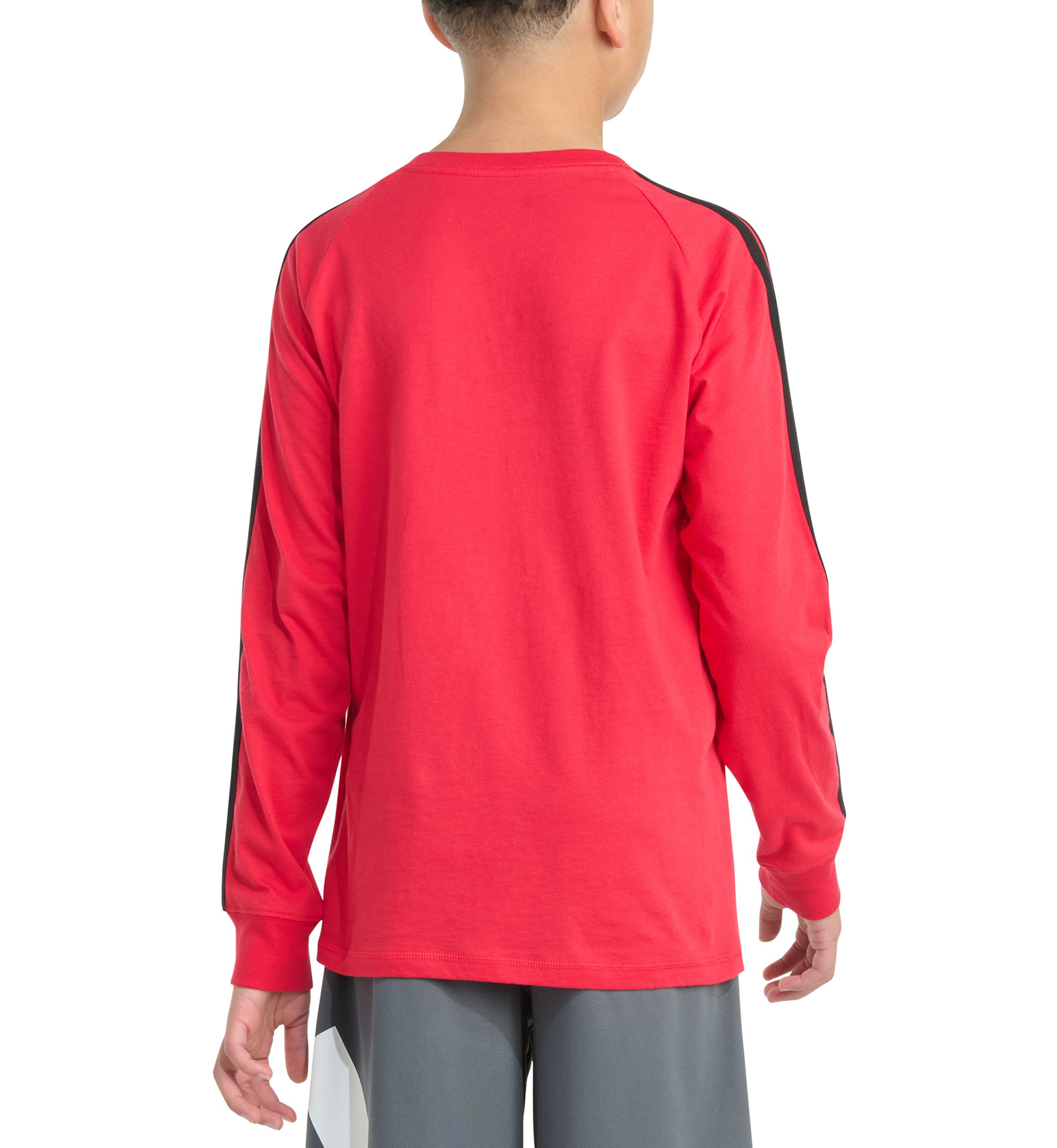Boys 8-20 Long Sleeve Small Embroidered Logo 3-Stripe T-Shirt