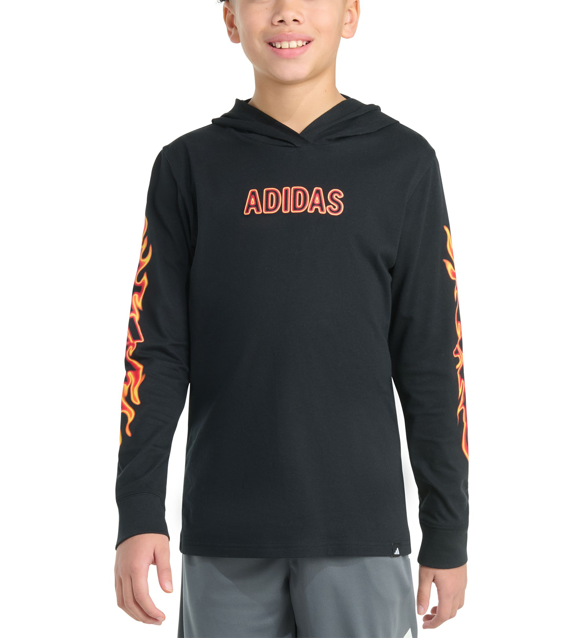 Boys 8-20 Long Sleeve Hooded Flame T-Shirt (Extended Size)