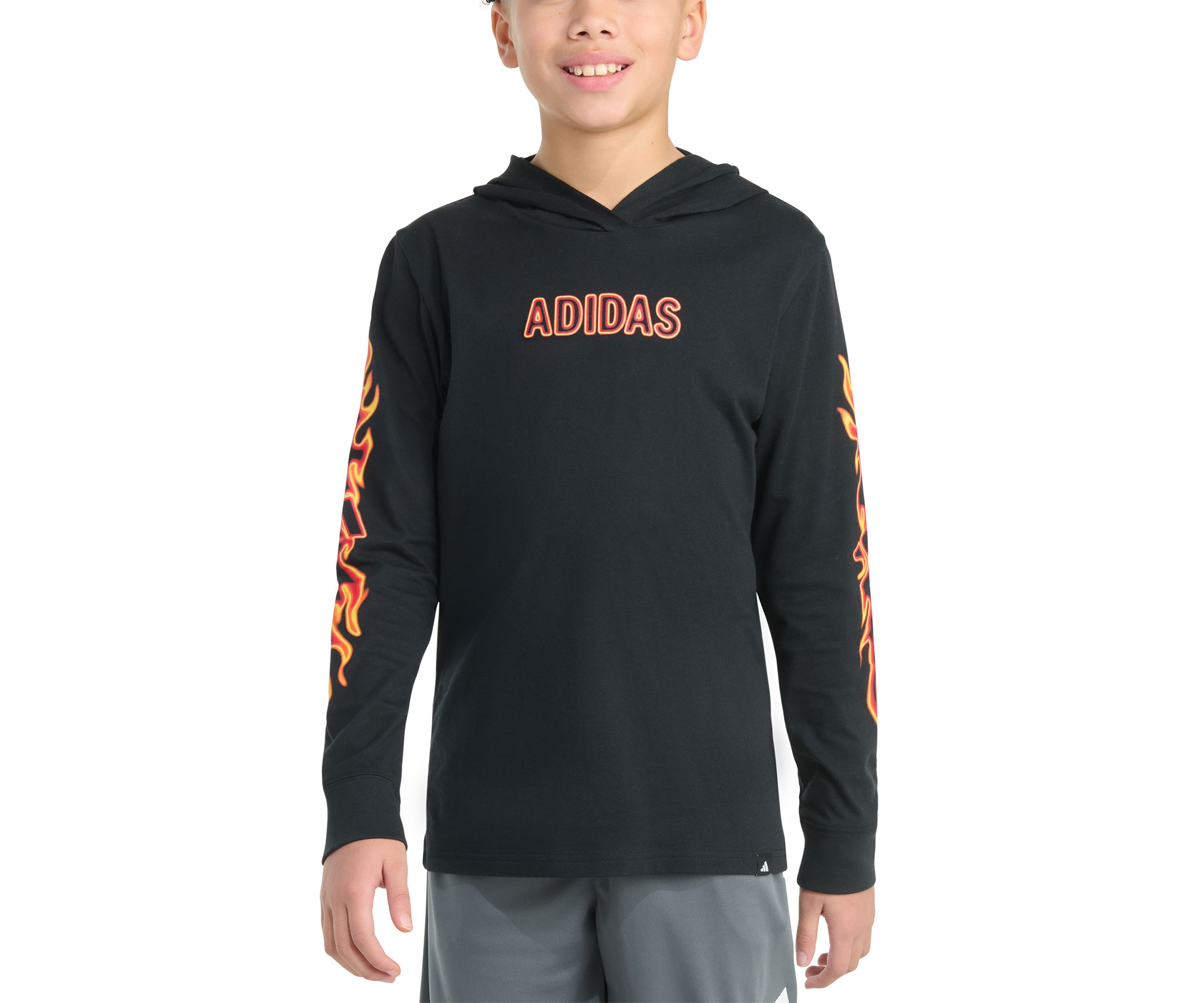 Boys 8-20 Long Sleeve Hooded Flame T-Shirt (Extended Size)