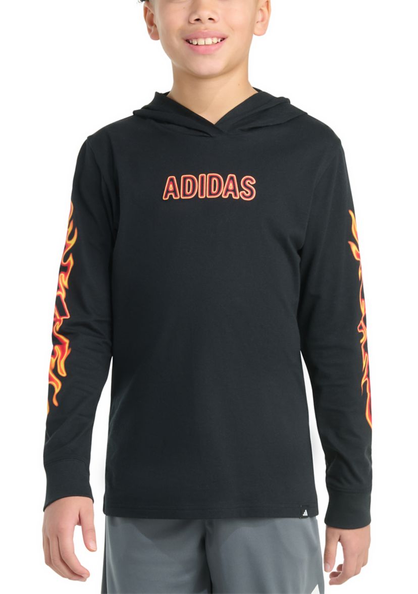 Boys 8-20 Long Sleeve Hooded Flame T-Shirt (Extended Size)