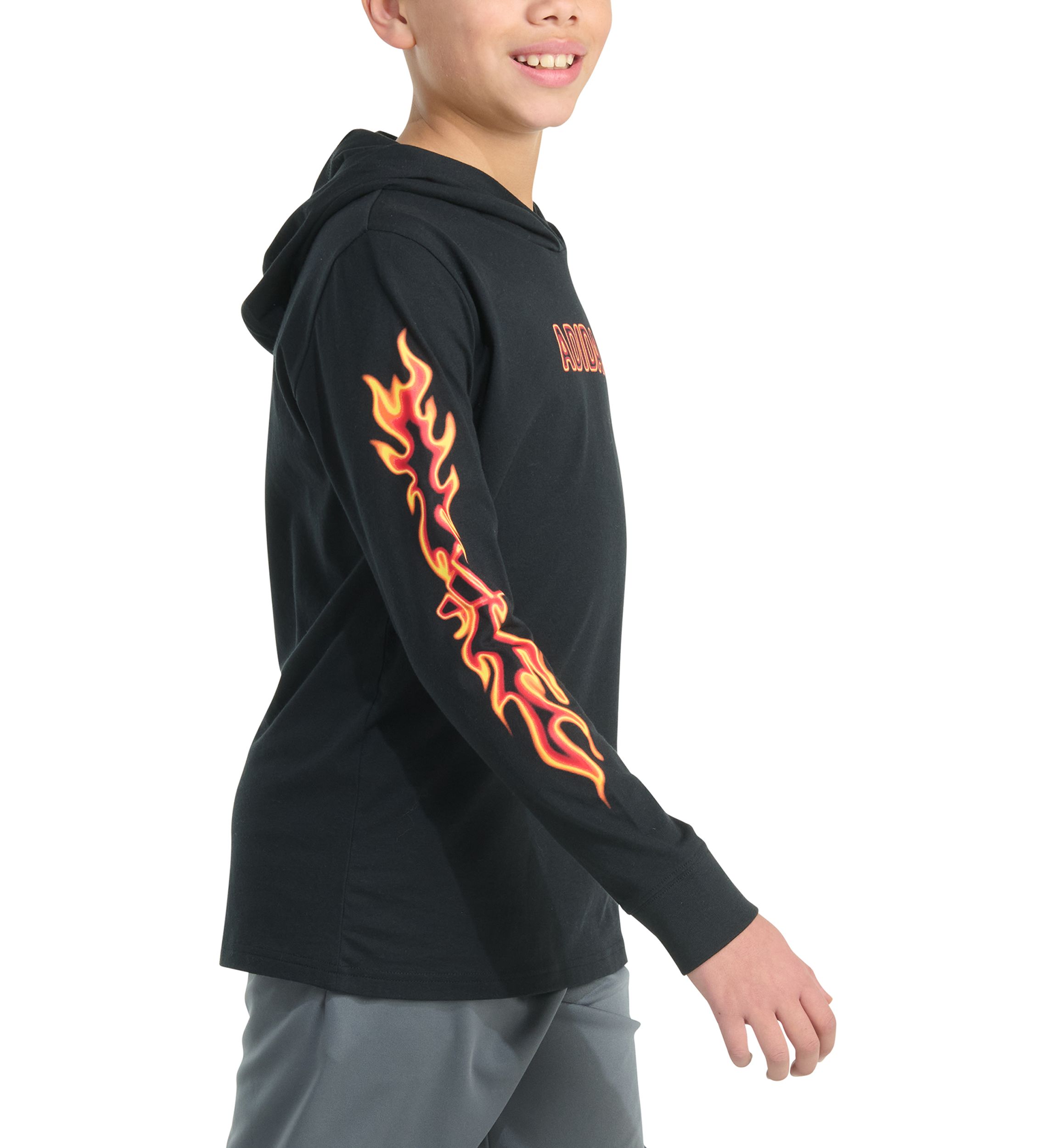 Boys 8-20 Long Sleeve Hooded Flame T-Shirt (Extended Size)
