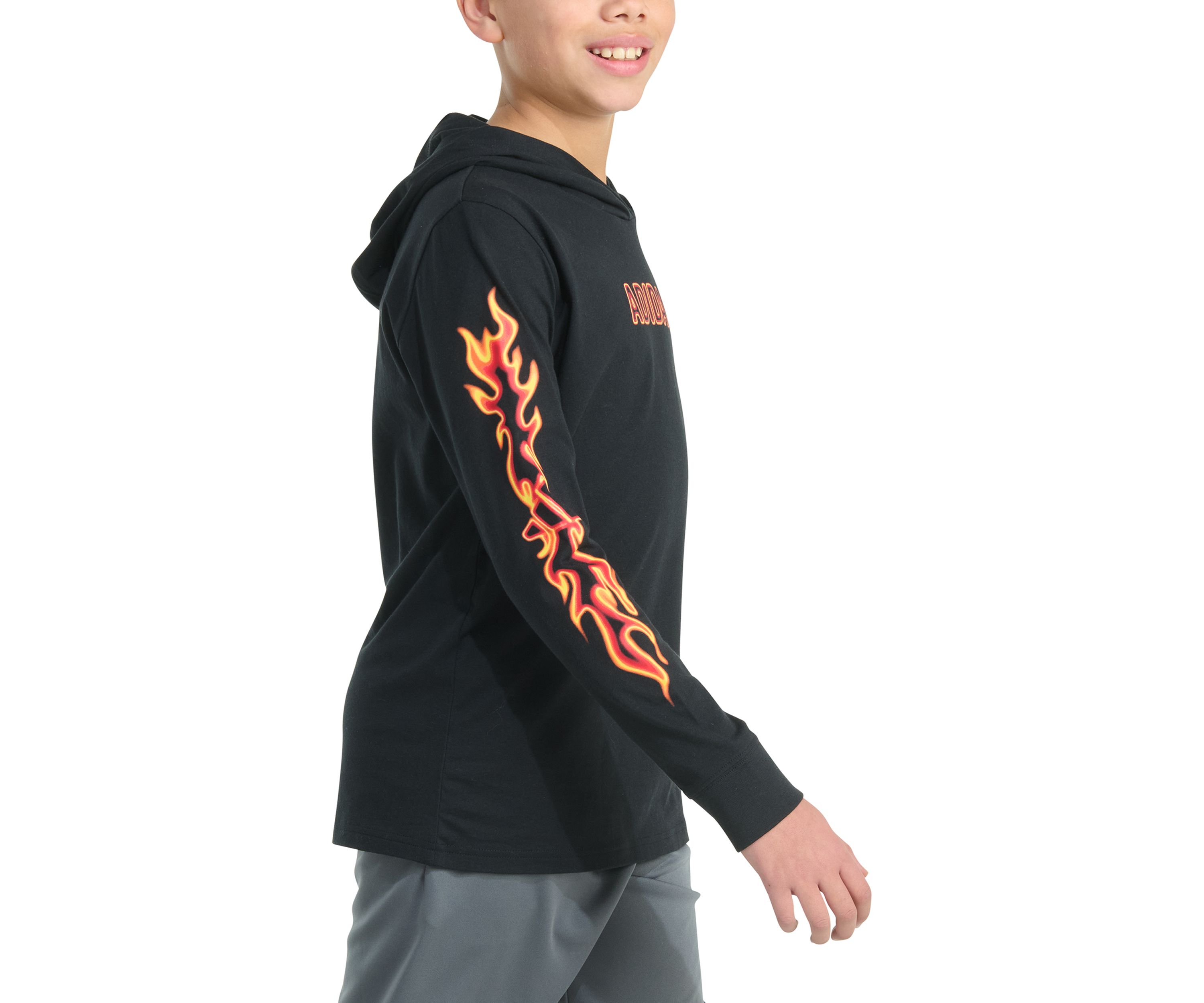 Boys 8-20 Long Sleeve Hooded Flame T-Shirt (Extended Size)