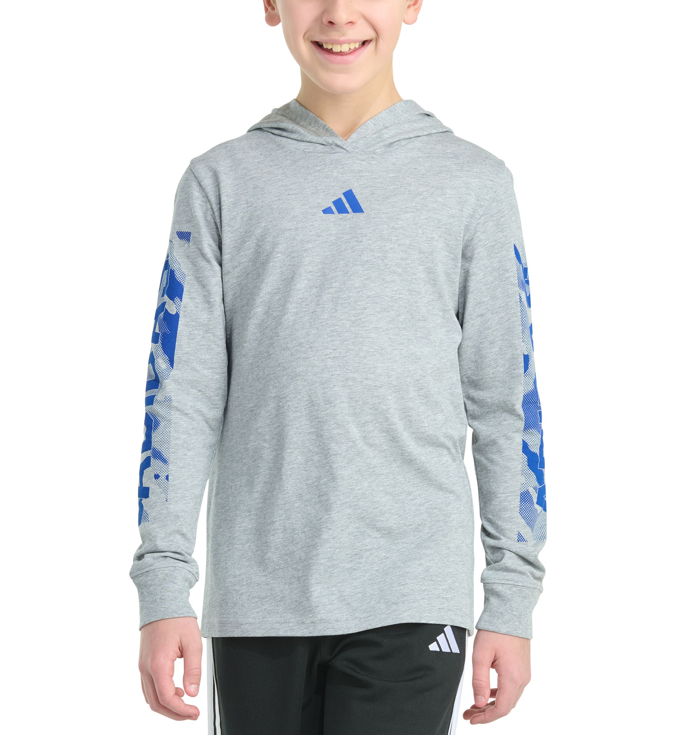 Boys 8-20 Long Sleeve Hooded Camo Lineage Heather T-Shirt