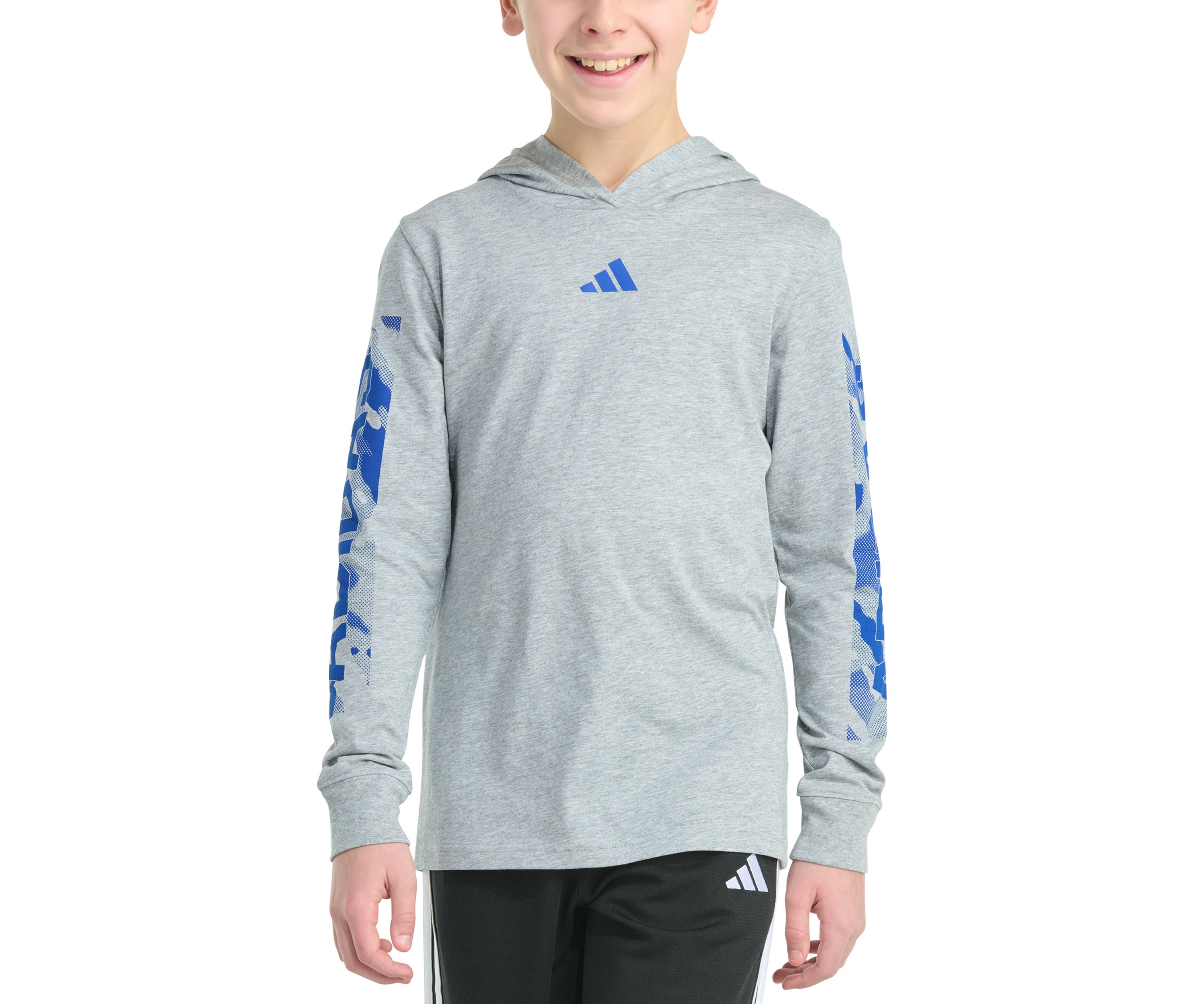 Boys 8-20 Long Sleeve Hooded Camo Lineage Heather T-Shirt