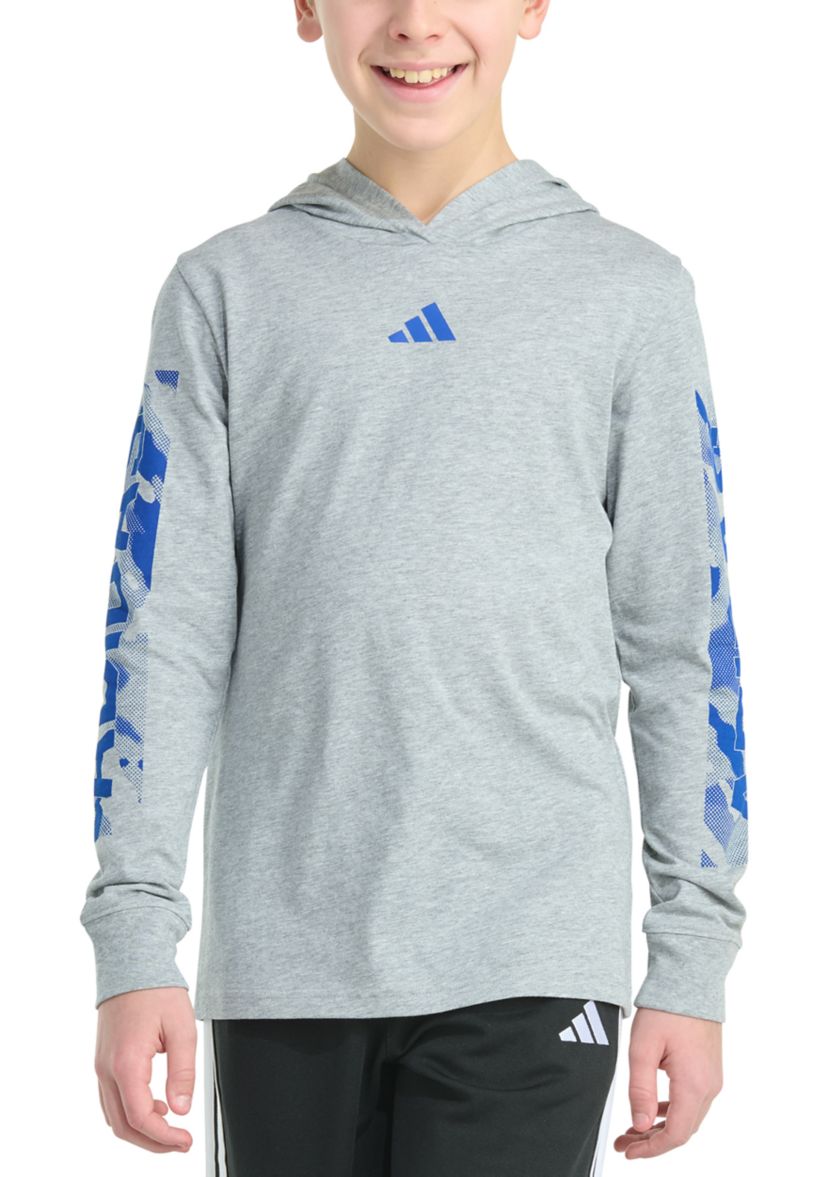 Boys 8-20 Long Sleeve Hooded Camo Lineage Heather T-Shirt