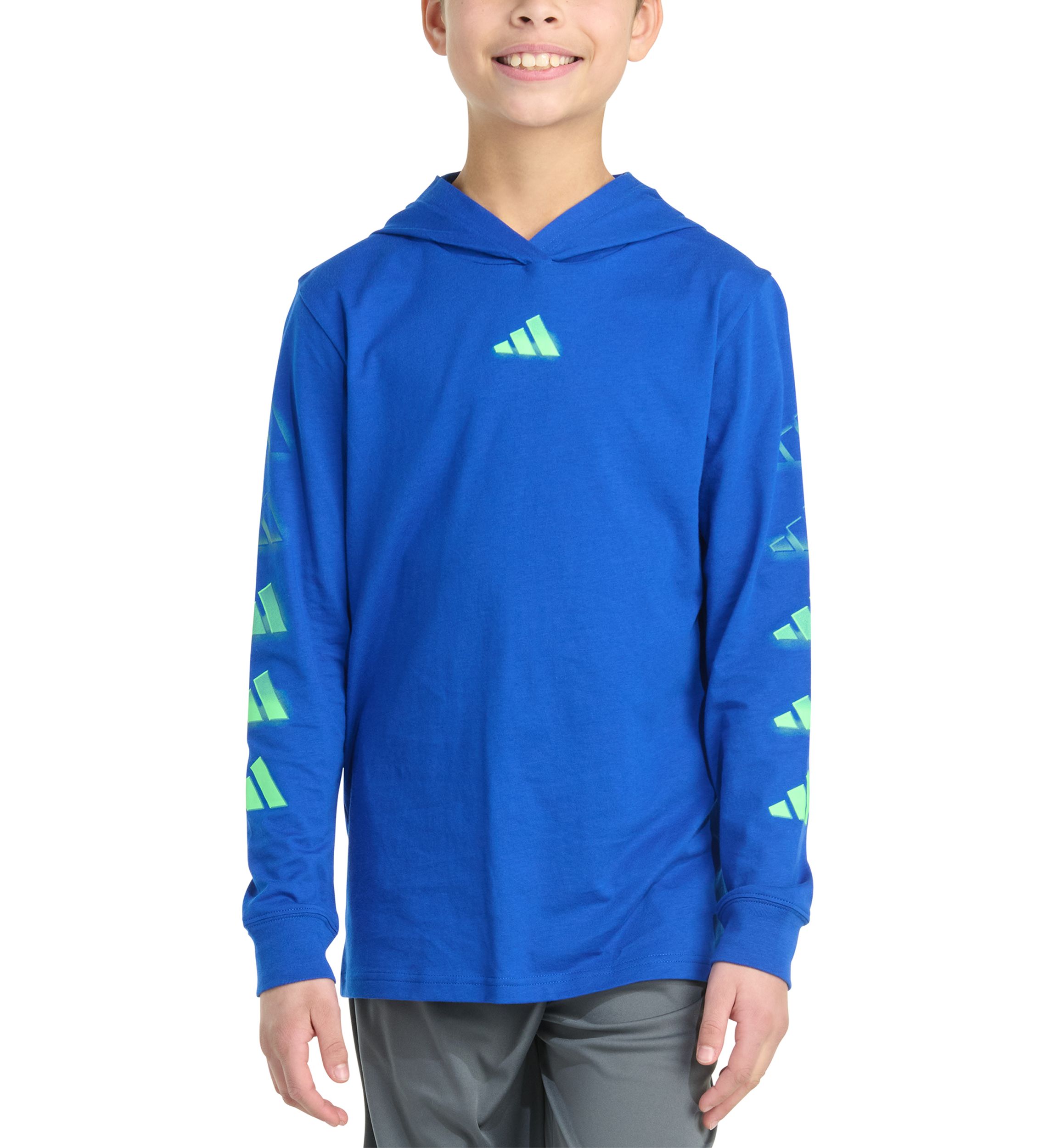 Boys 8-20 Long Sleeve Hooded Overspray Logo T-Shirt (Extended Size)