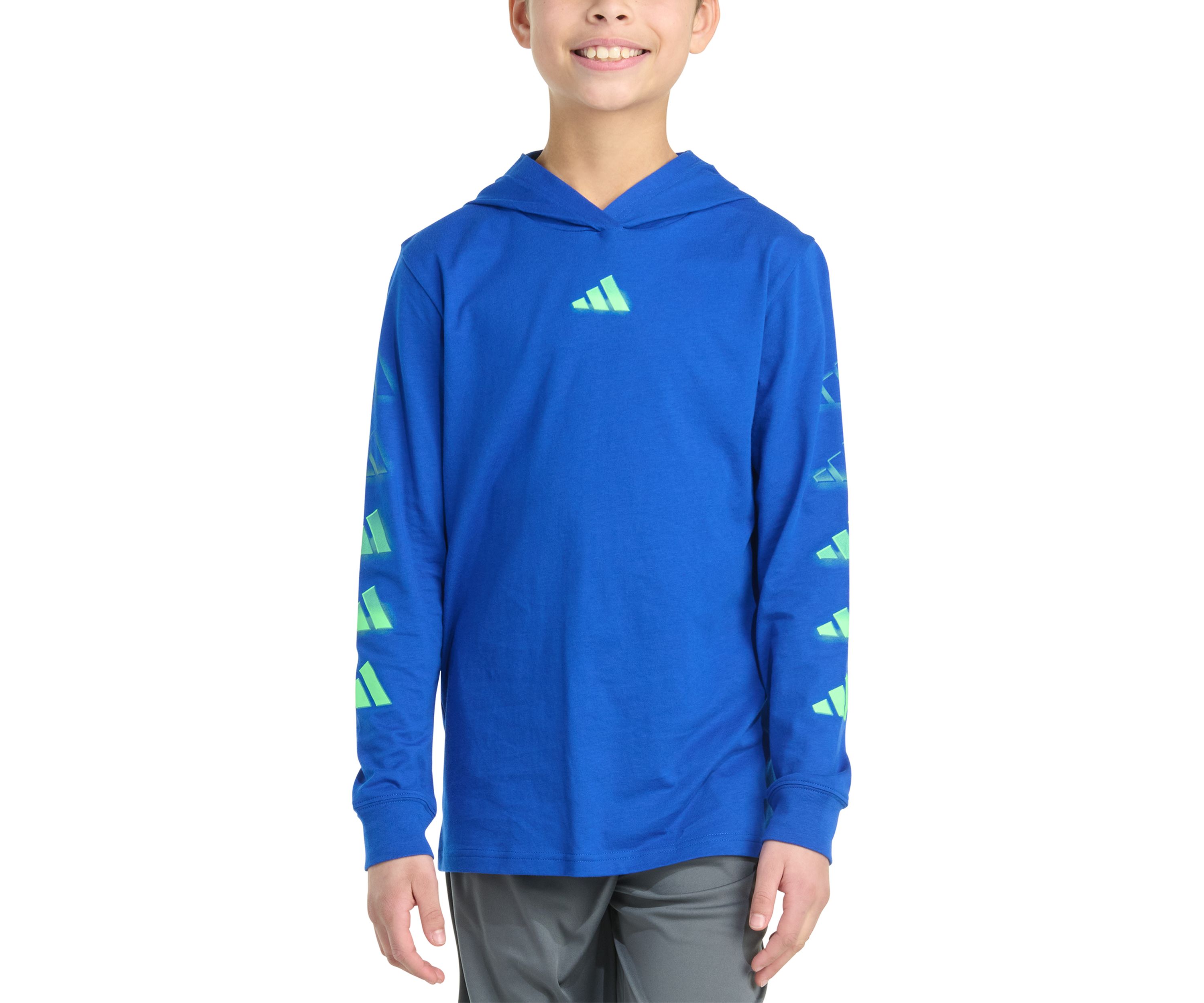 Boys 8-20 Long Sleeve Hooded Overspray Logo T-Shirt (Extended Size)