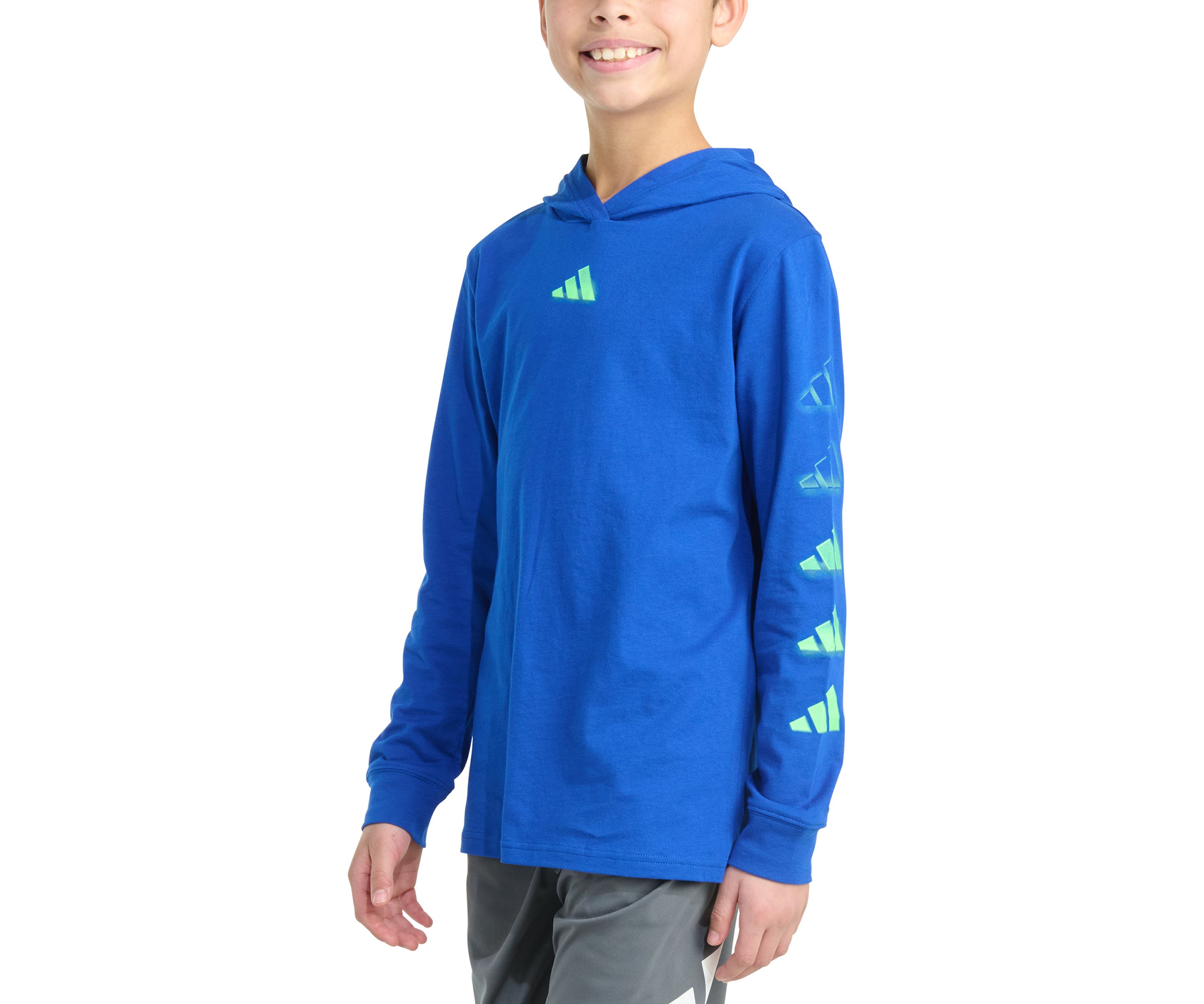 Boys 8-20 Long Sleeve Hooded Overspray Logo T-Shirt (Extended Size)