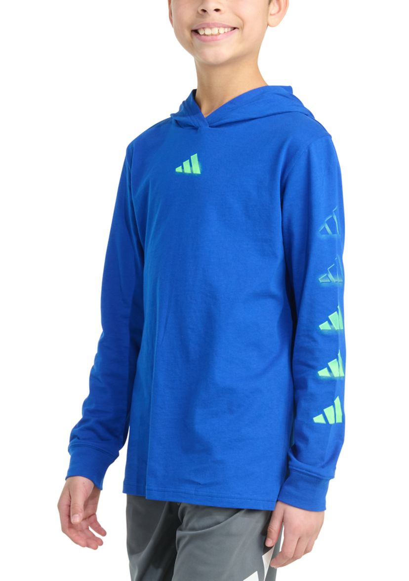 Boys 8-20 Long Sleeve Hooded Overspray Logo T-Shirt (Extended Size)