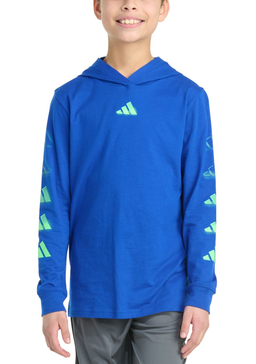 Boys 8-20 Long Sleeve Hooded Overspray Logo T-Shirt