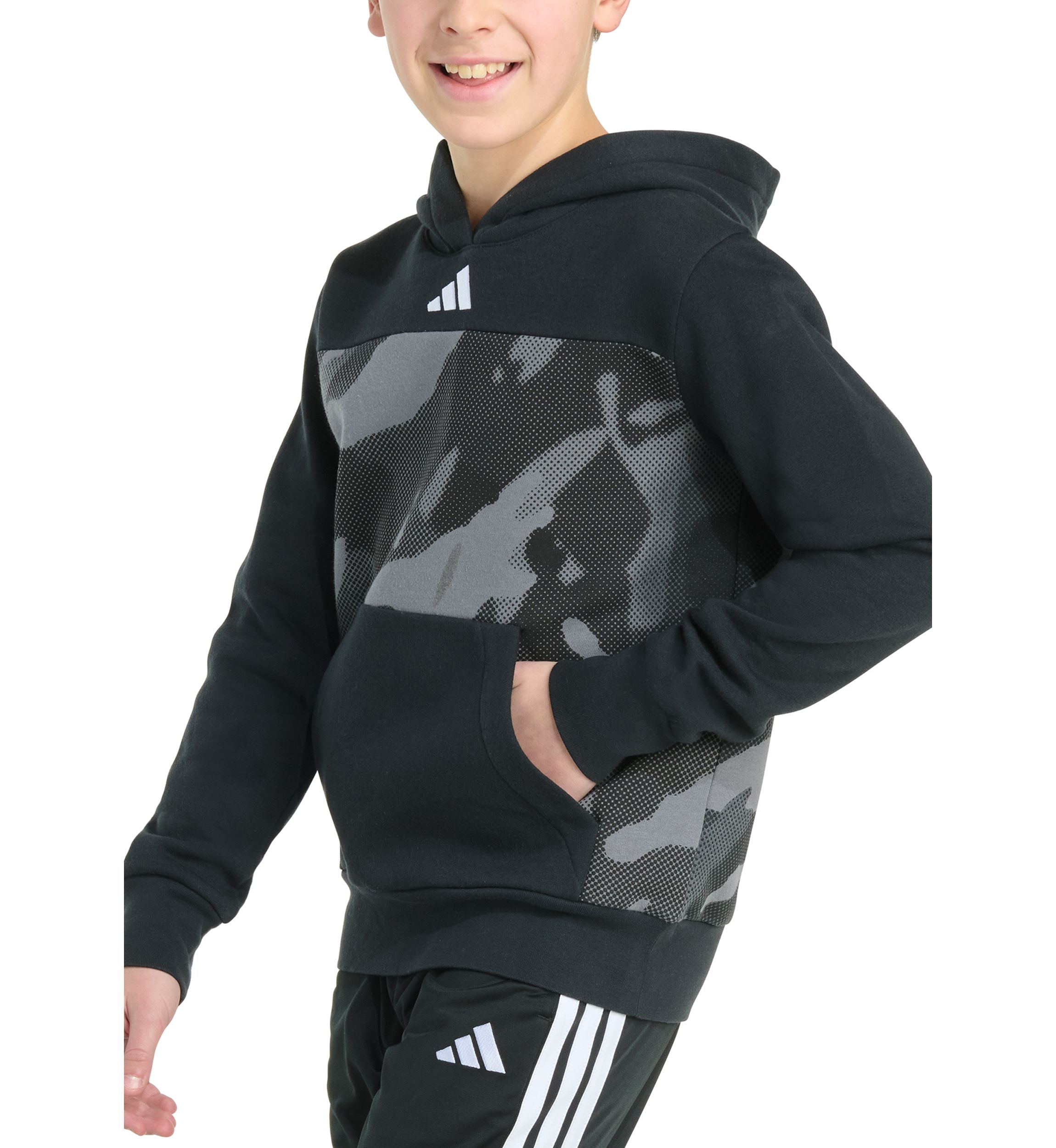 Boys 8-20 Long Sleeve Color Block Halftone Camo Printed Pullover Hoodie