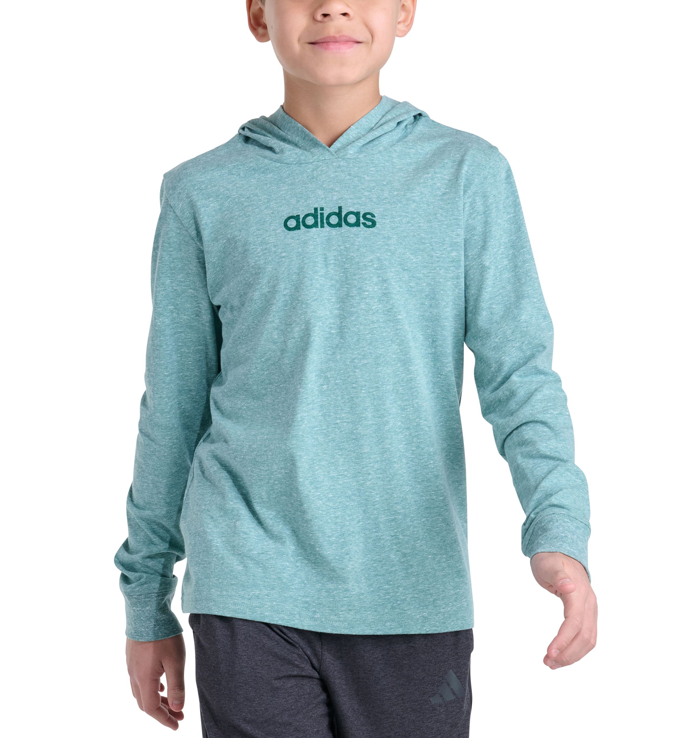 adidas Boys 8-20 Long Sleeve Hooded Snow Heather T-Shirt | Belk